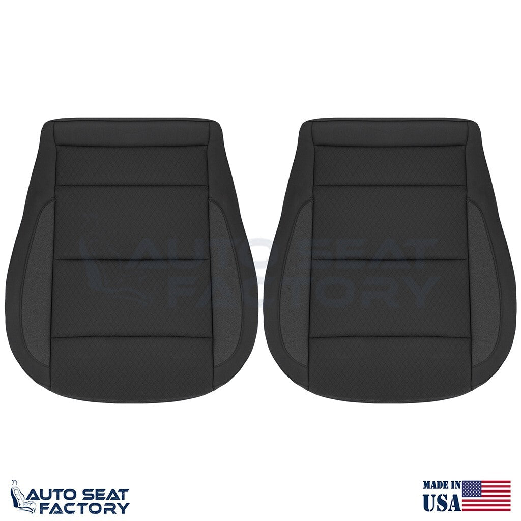 2019 -2023 GMC Sierra Driver & Passenger Bottom Black Cloth Seat Covers (Square)