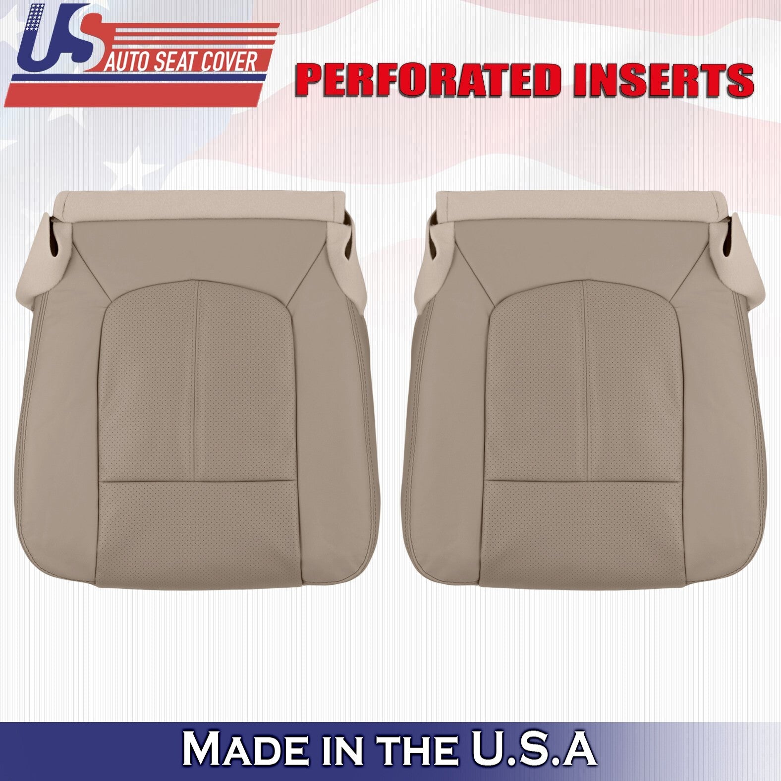 2013 2014 For Ford F250 F350 Lariat Driver Passenger Bottom Leather Covers Tan