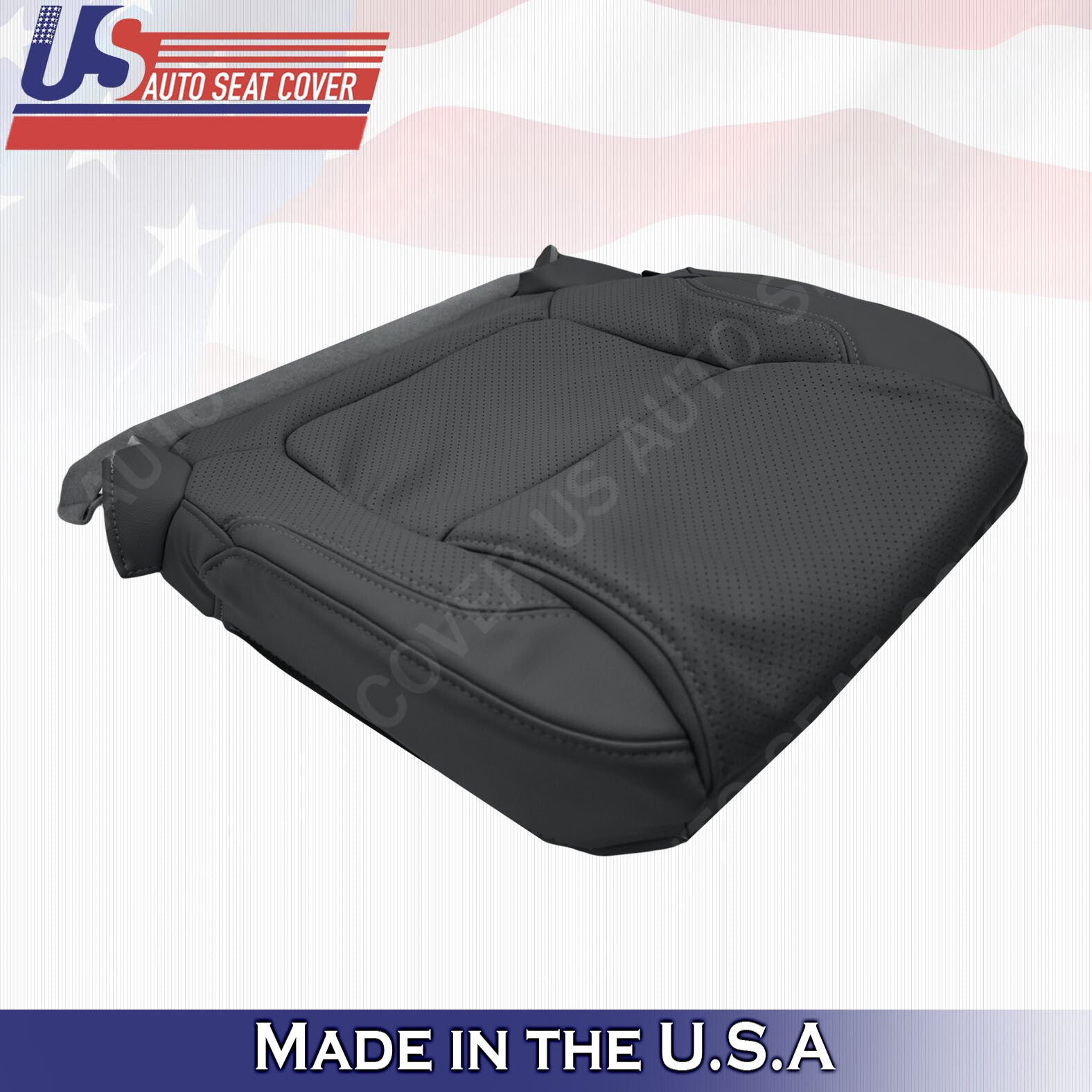 Front DRIVER Bottom Leather Perf. Seat Cover Black 2011 to 2015 Ford Explorer