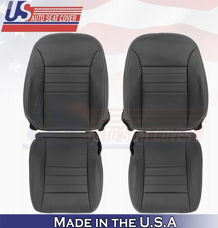 2013 2014 For Dodge Charger SXT Front 2 Top & 2 Bottom Leather Seat Covers BLK