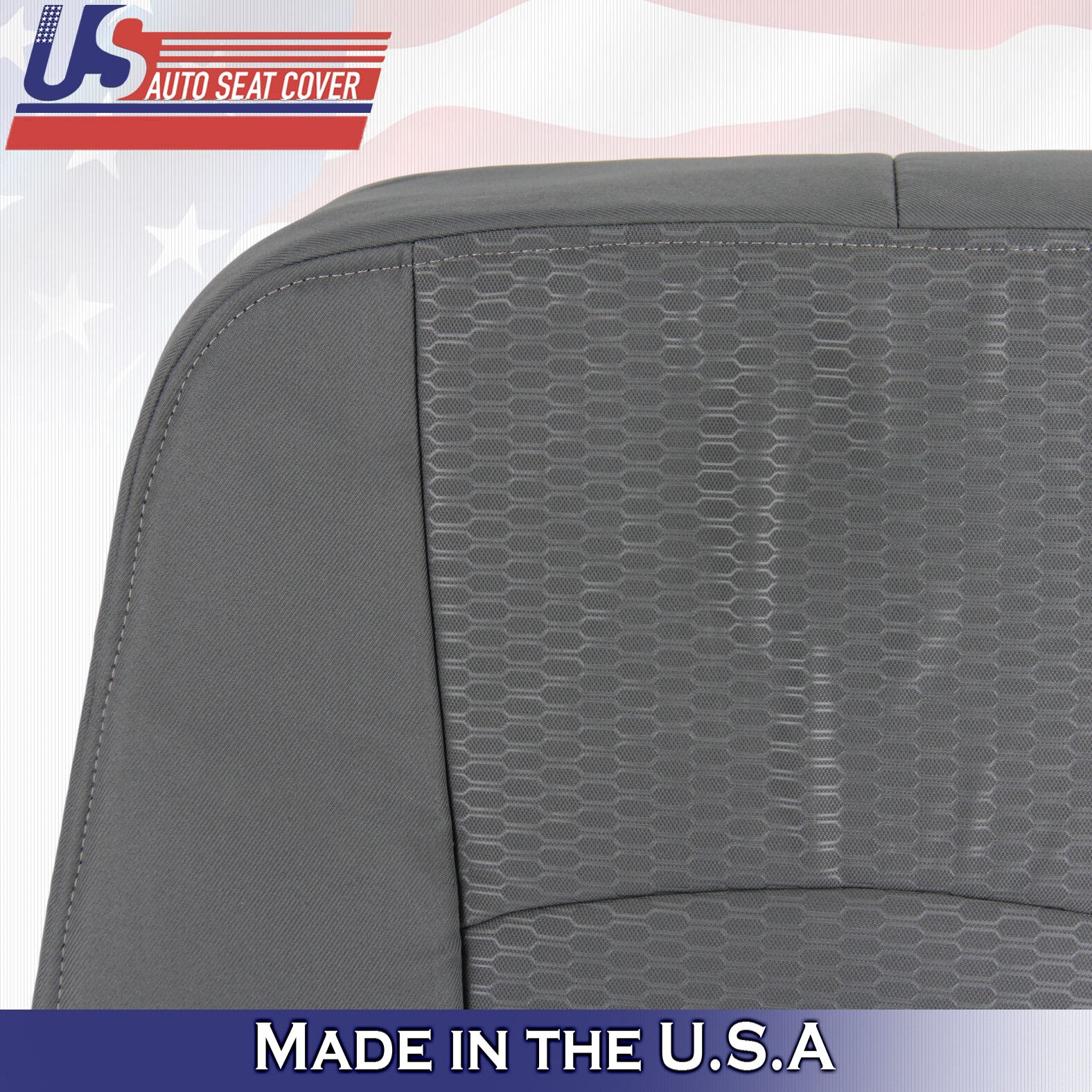 2013 to 2018 For Dodge Ram 1500 SLT Driver Top & Bottom Cloth Seat Covers Gray
