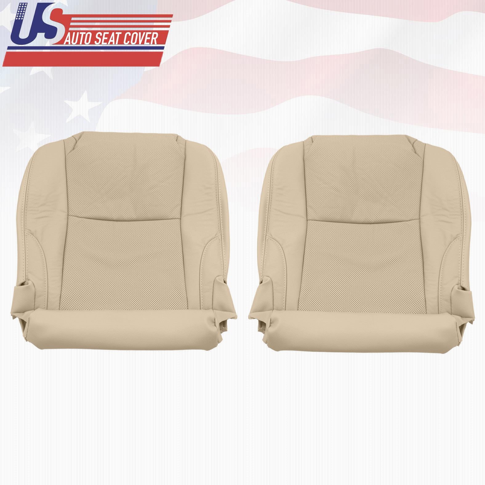 Fits 2006-2013 Lexus IS250 Left & Right Bottom Seat Cover Perforated Leather Tan