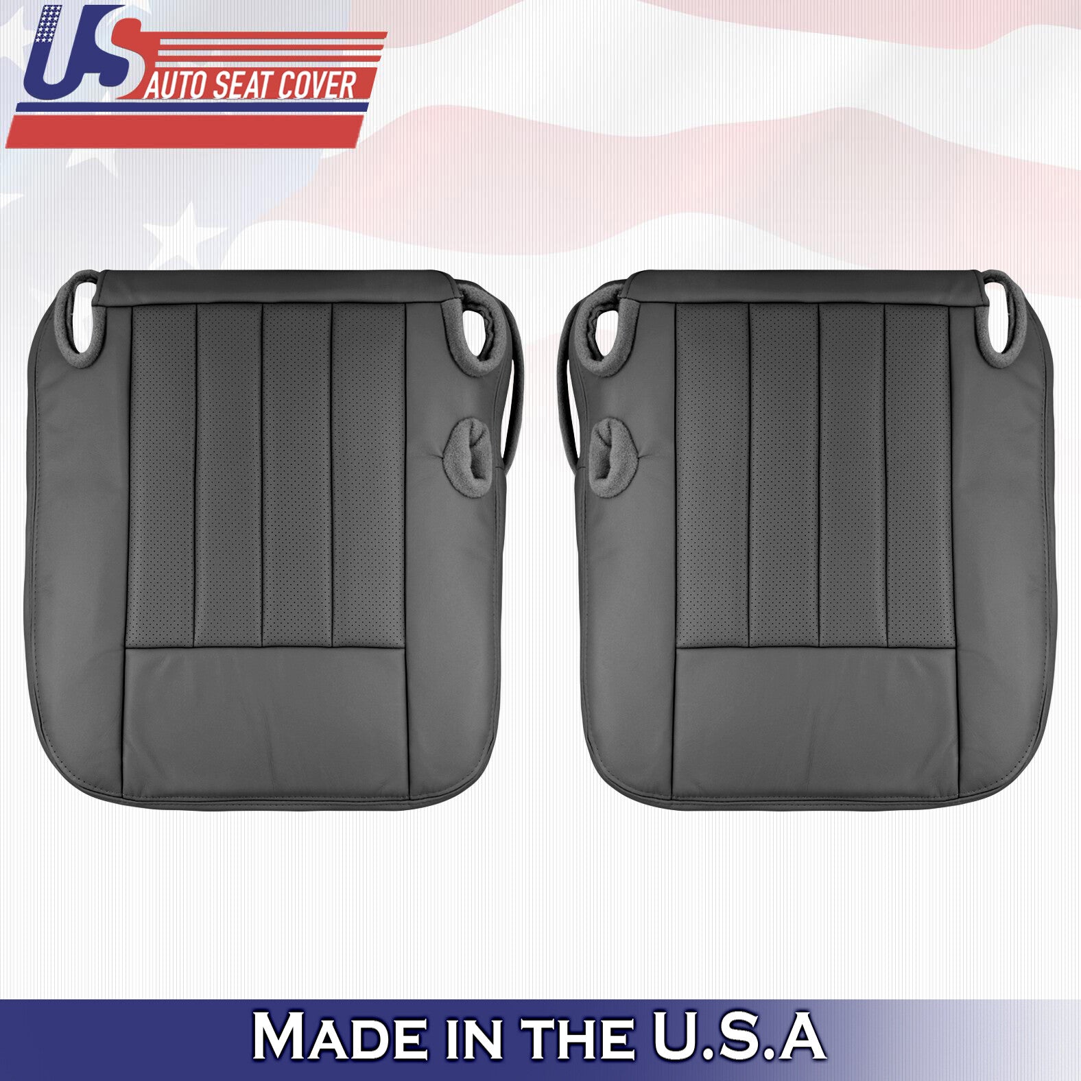2003 to 2005 For Lincoln Town Car Driver & Passenger Bottom Leather Covers Black