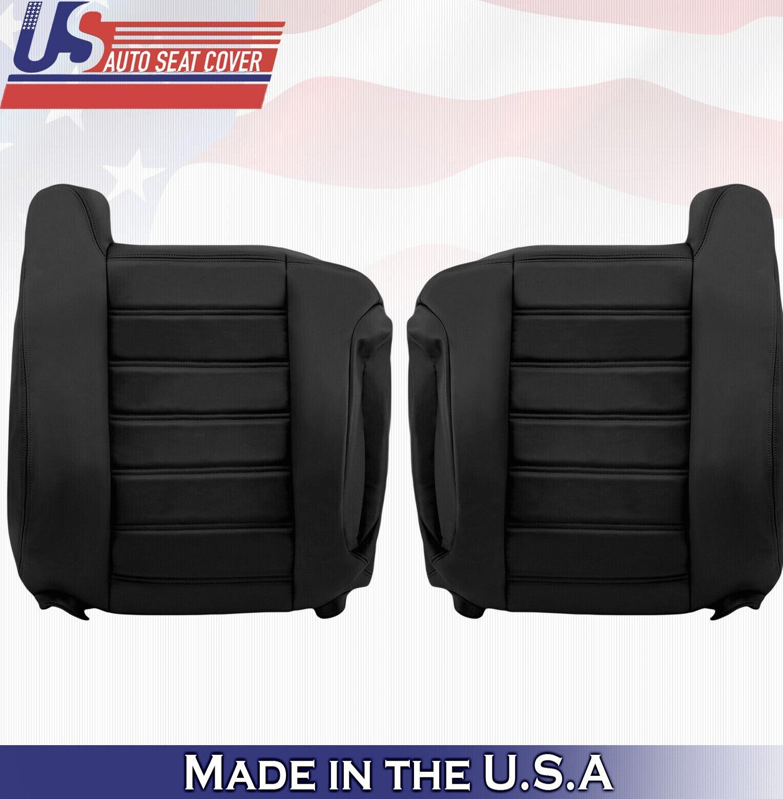 2003 2004 2005 For Hummer H2 Driver & Passenger Top Leather Seat Covers in Black