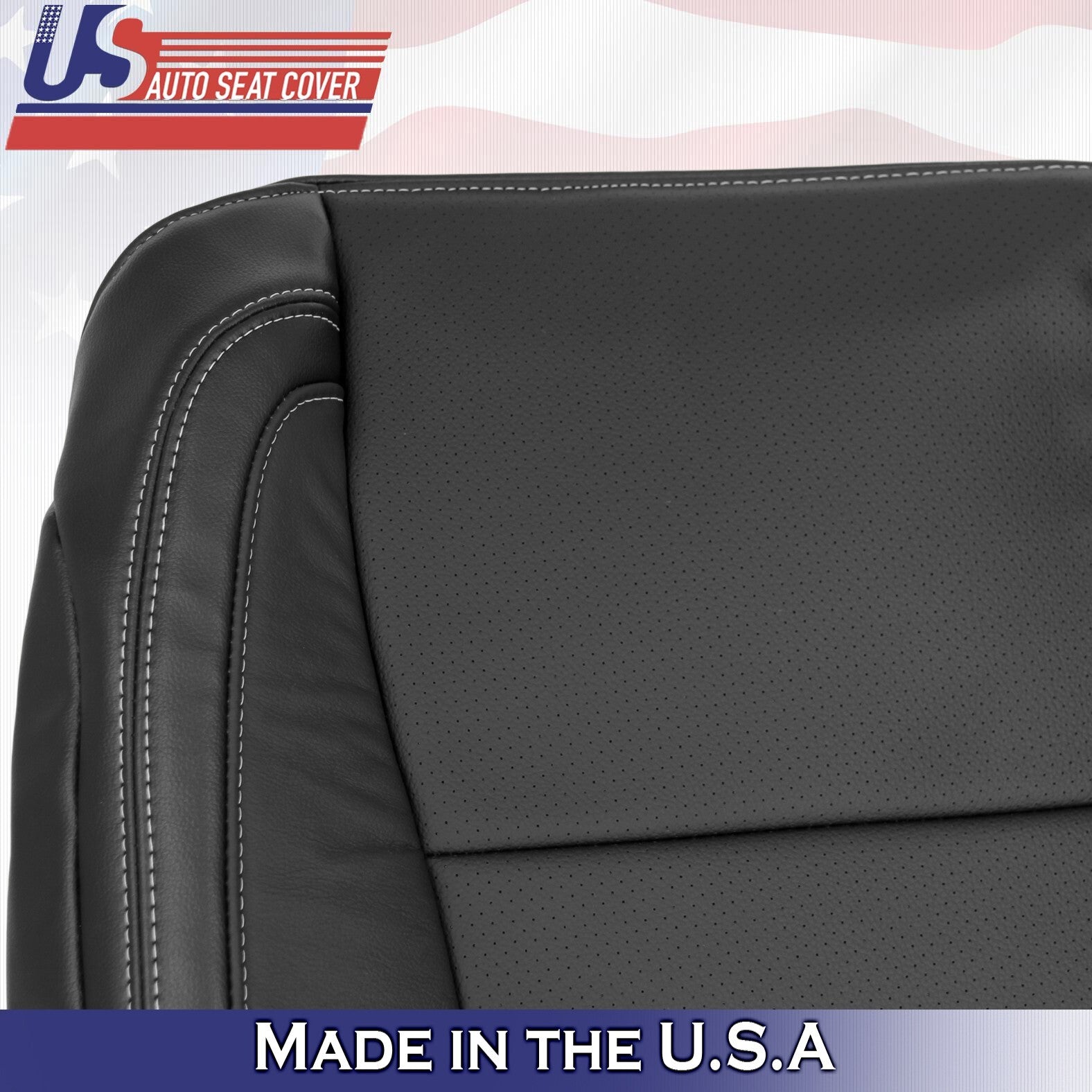 2016 For Ford F150 Lariat Driver & Passenger Top Perf Leather Seat Covers Black