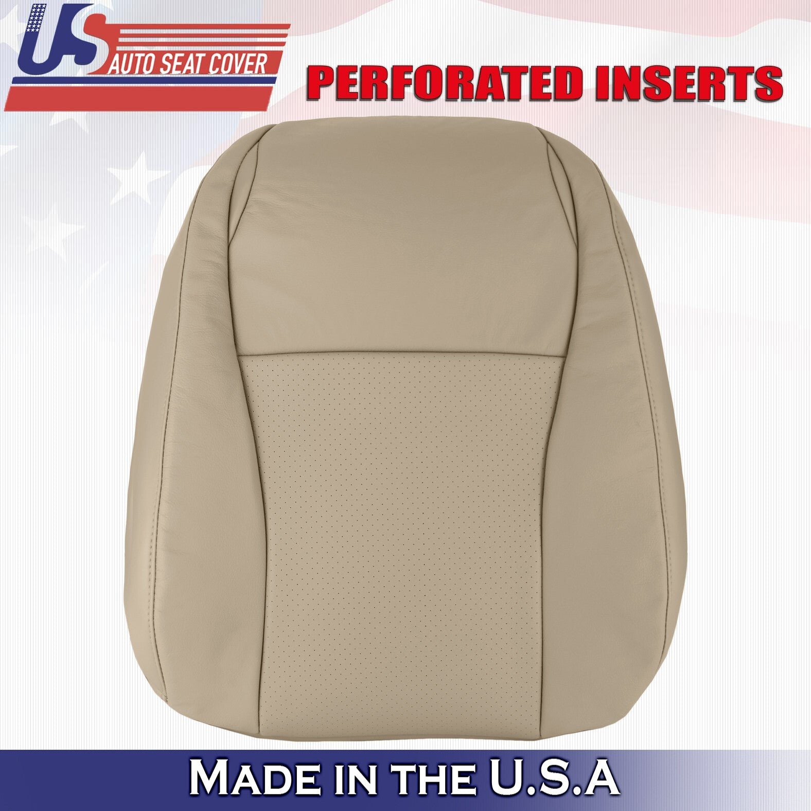 2006 2007 For Toyota Highlander 2x Top & 2x Bottom Perf Leather Seat Covers Tan