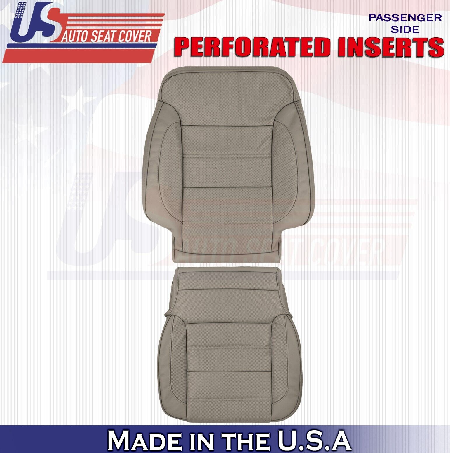 2016 For GMC Sierra Denali Front Passenger Top & Bottom Leather Seat Covers Tan