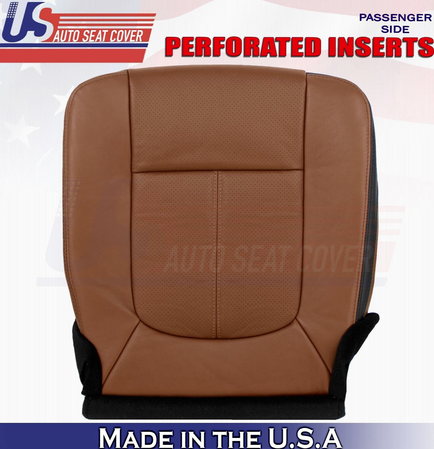 2013 to 2016 For Ford F450 Platinum Passenger Bottom Leather Seat Cover Brown