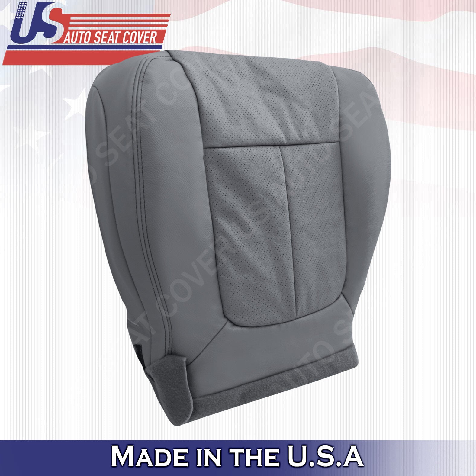 Passenger Bottom Perforated Leather Seat Cover 2011 to 2014 Ford F150 Steel Gray