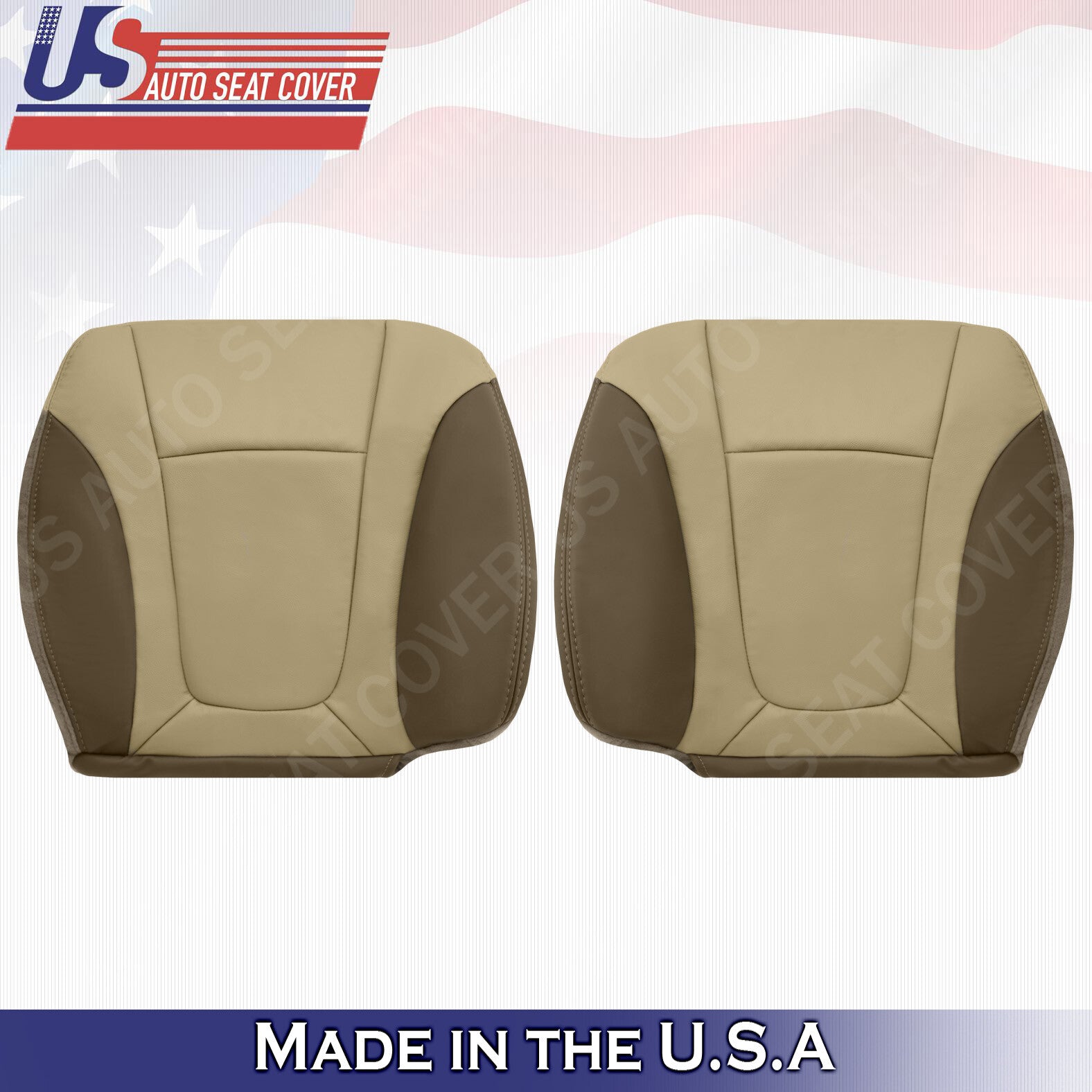 Fits 2003 2004 Chevy Trailblazer Driver & Passenger Bottom Vinyl Seat Cover Tan