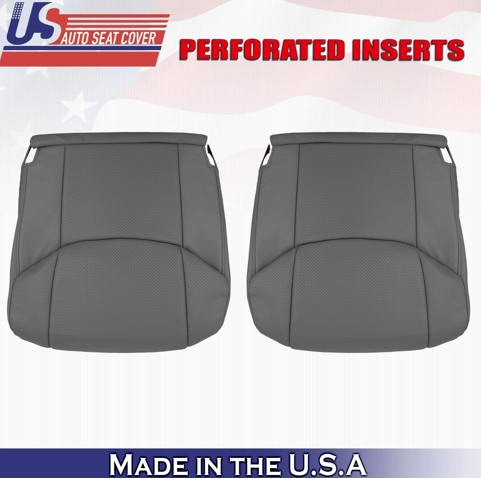 2007 For Toyota Avalon Driver & Passenger 2x Bottom Perf Leather Covers Graphite