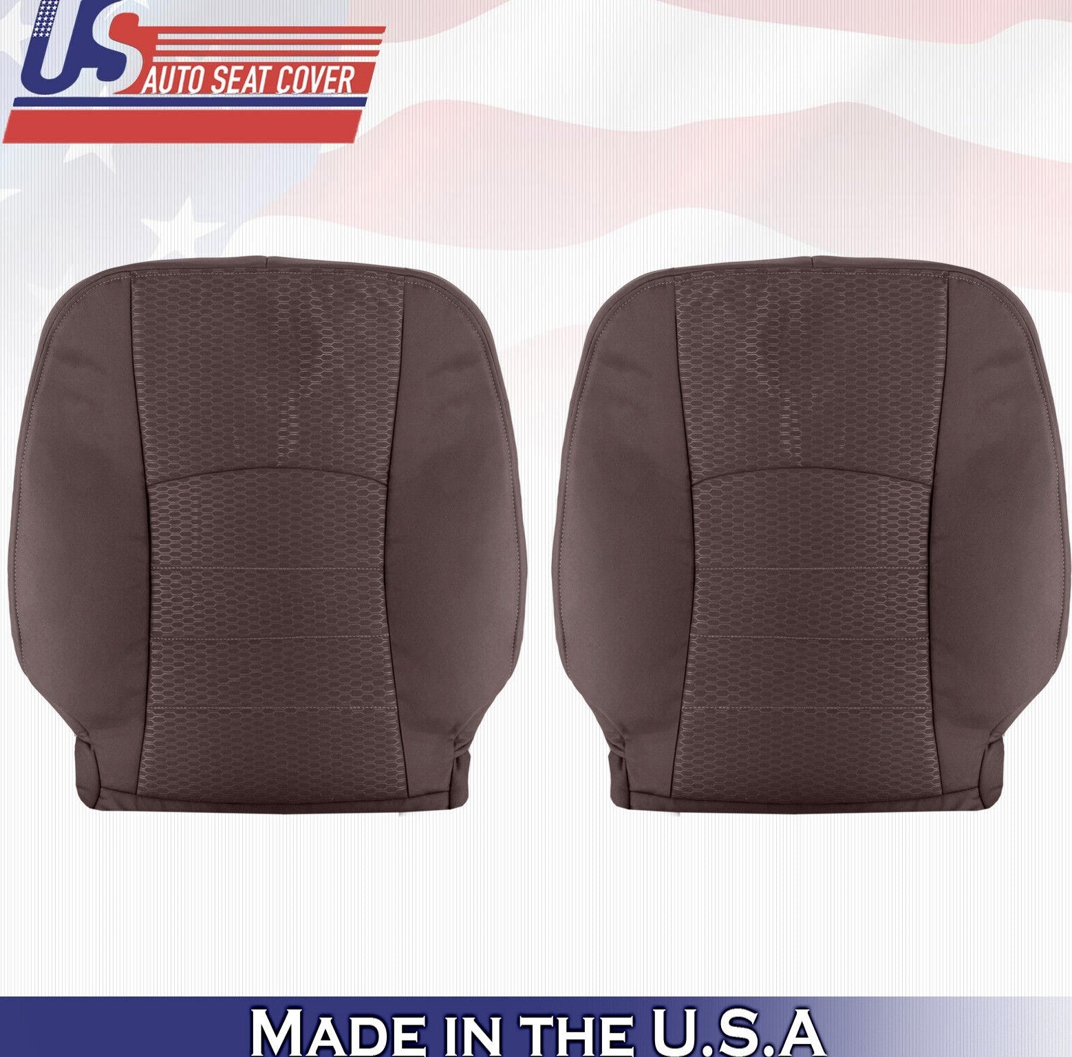 2013 to 2018 For Dodge Ram 4500 SLT Driver Passenger Top Cloth Seat Covers Brown