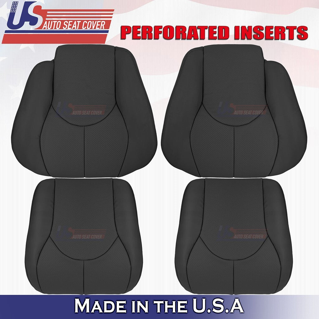 1996 to 2002 Fits Mercedes Benz SL320 Front Set Bottoms &Tops Leather Cover BLK