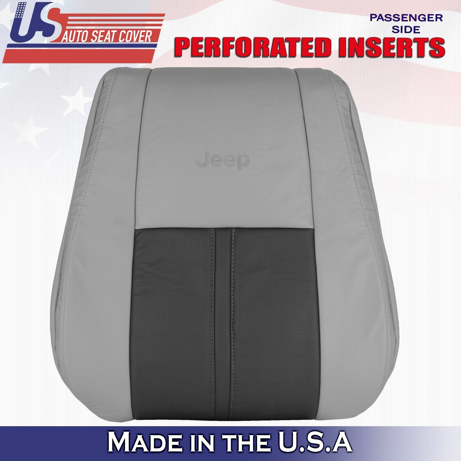 2007 For Jeep Grand Cherokee Limited Driver & Passenger Top Leather Covers Gray
