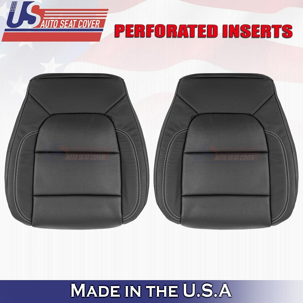 2019 to 2023 For GMC Sierra Driver &Passenger Bottoms Perf Leather Cover Black