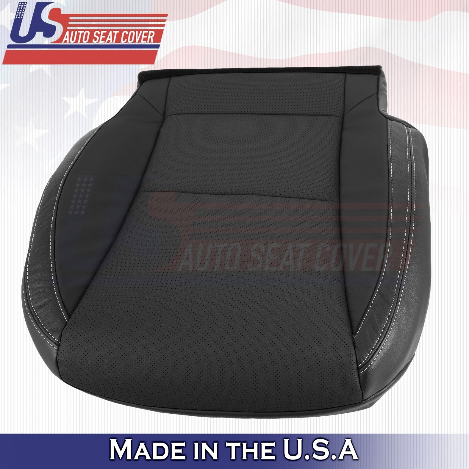 2010-2015 Fits Chevy Camaro Driver Bottom & Top Perforated Leather Cover Black