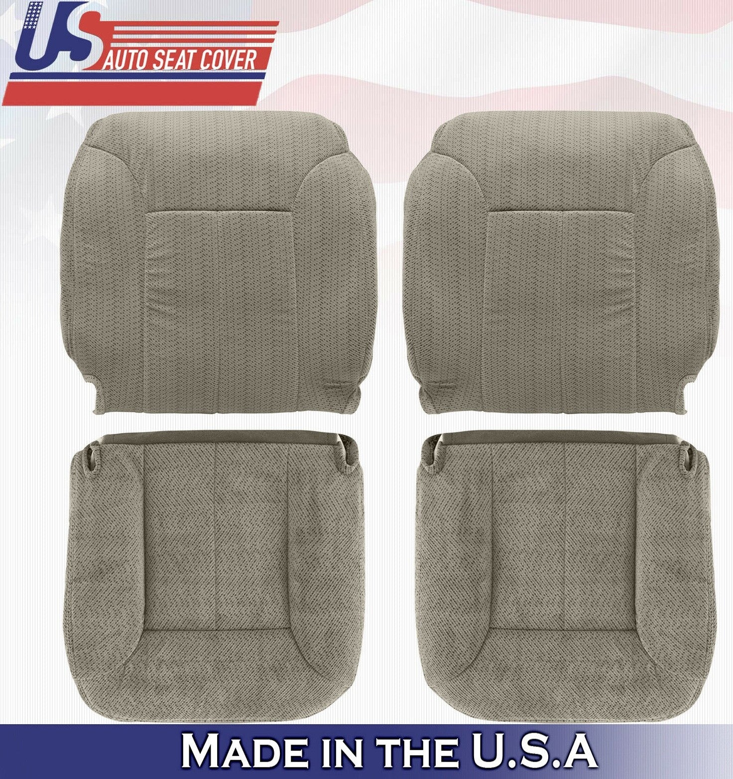 1995 to 1999 For Chevy Silverado 2x Tops & 2x Bottoms Cloth Seat Cover Tan