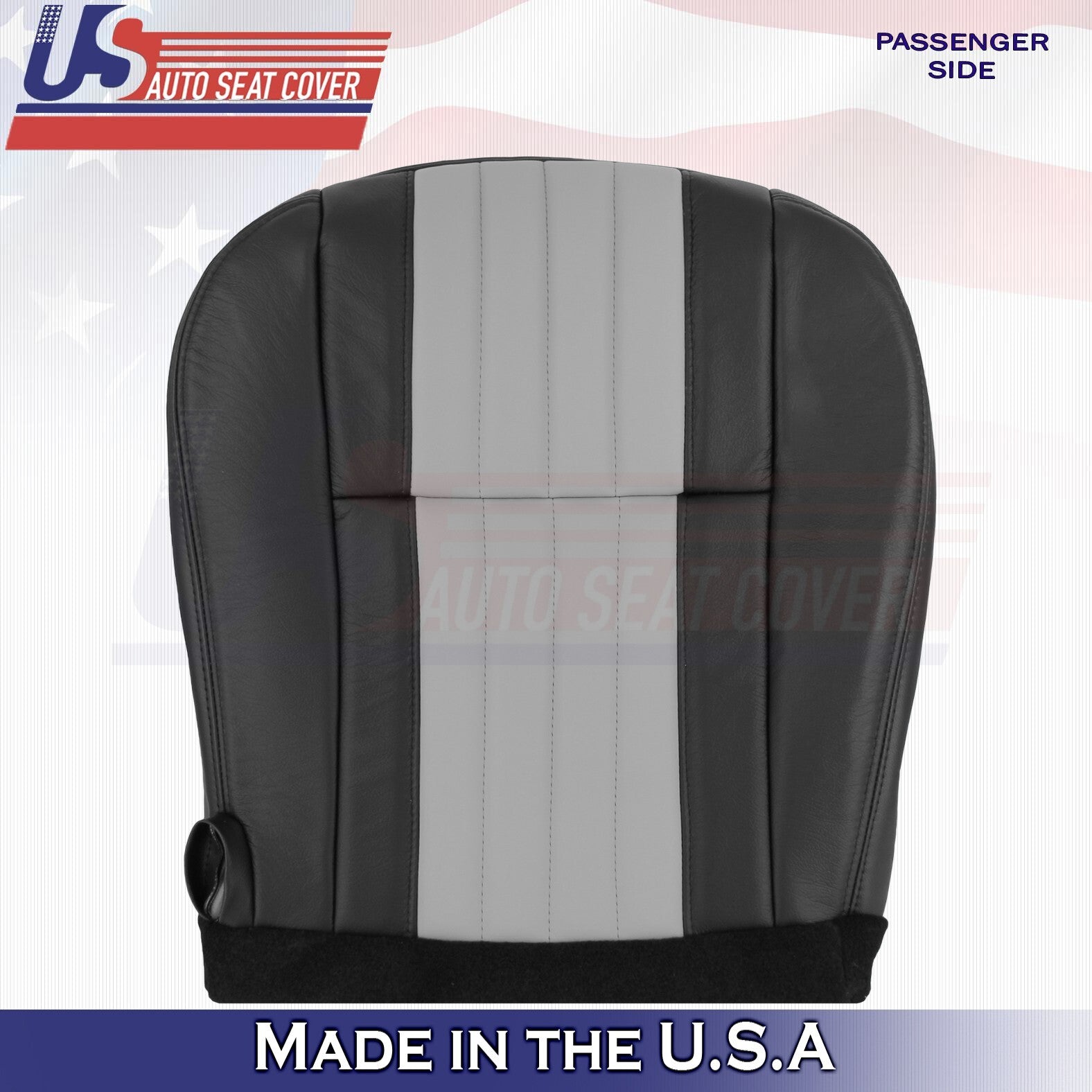 2003 For Ford F150 Harley Davidson Passenger Bottom Leather Seat Cover BLK/Gray