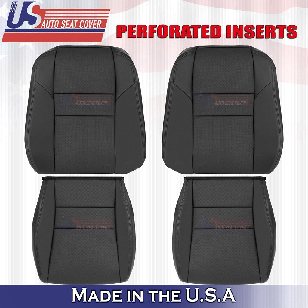 2004 to 2008 For Acura TSX 2x Top & 2x Bottom Perforated Leather Seat Covers BLK