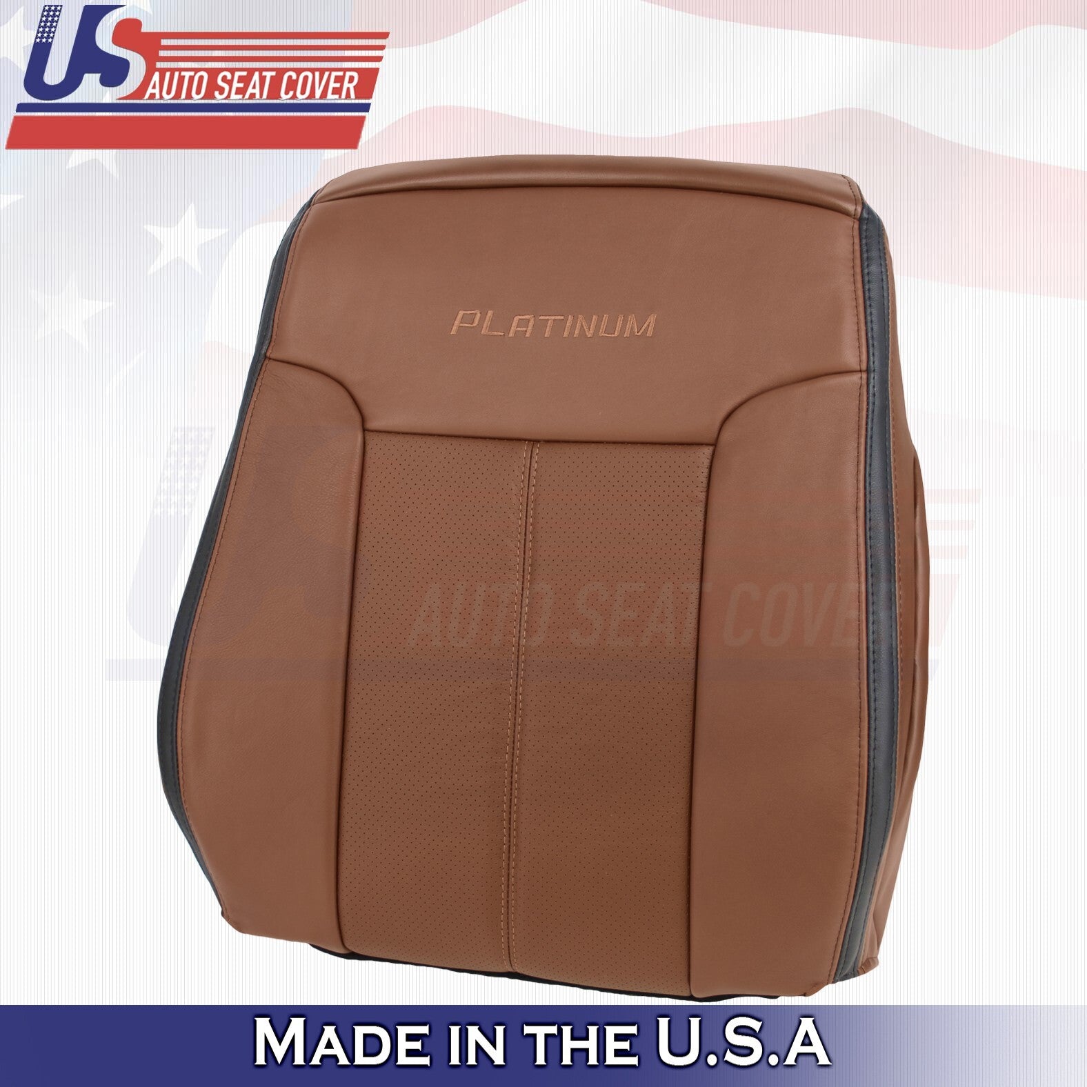 2013 to 2016 For Ford F450 Platinum Passenger Top & Bottom Leather Covers Brown