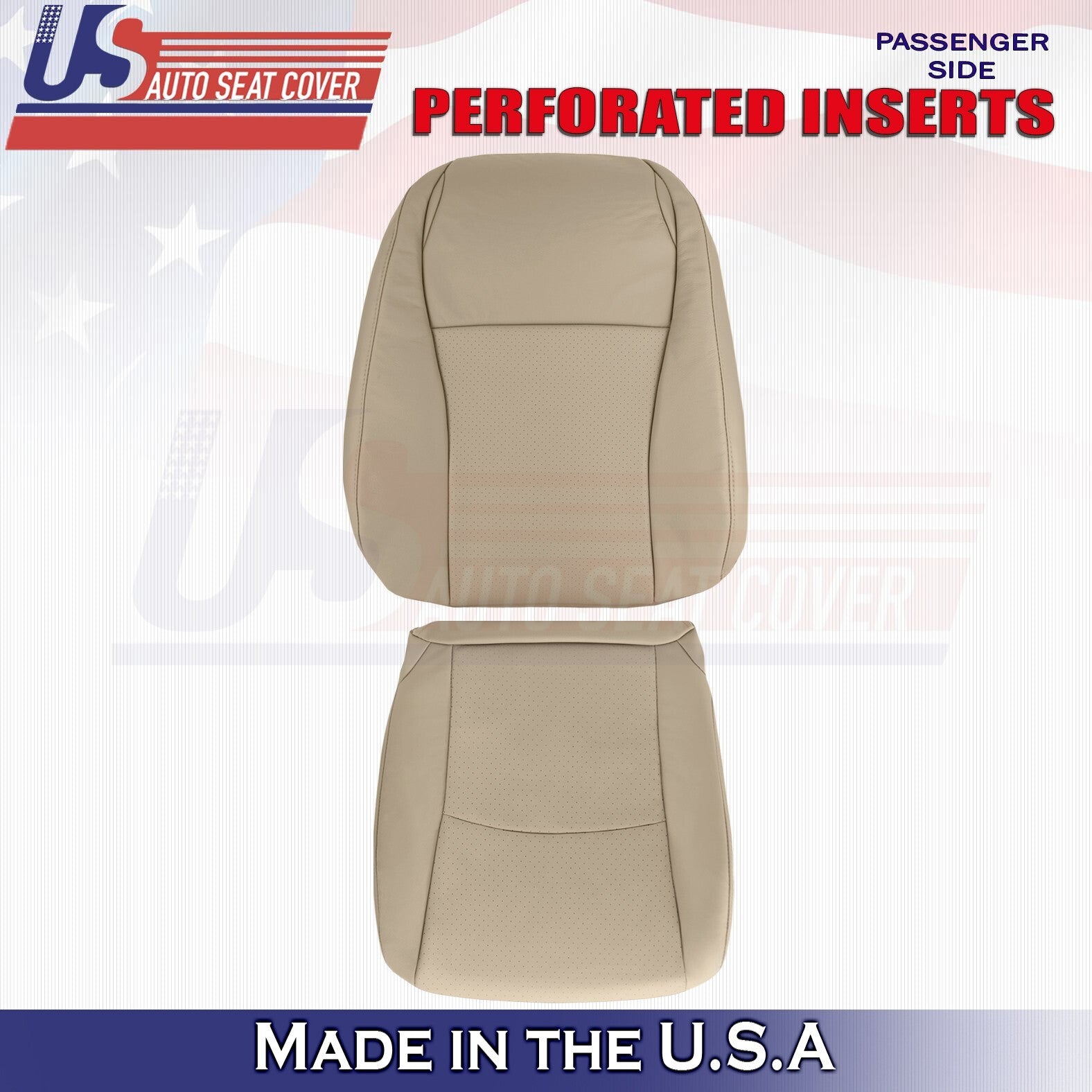 2004 2005 For Toyota Highlander Passenger Top & Bottom Perf Leather Covers Tan