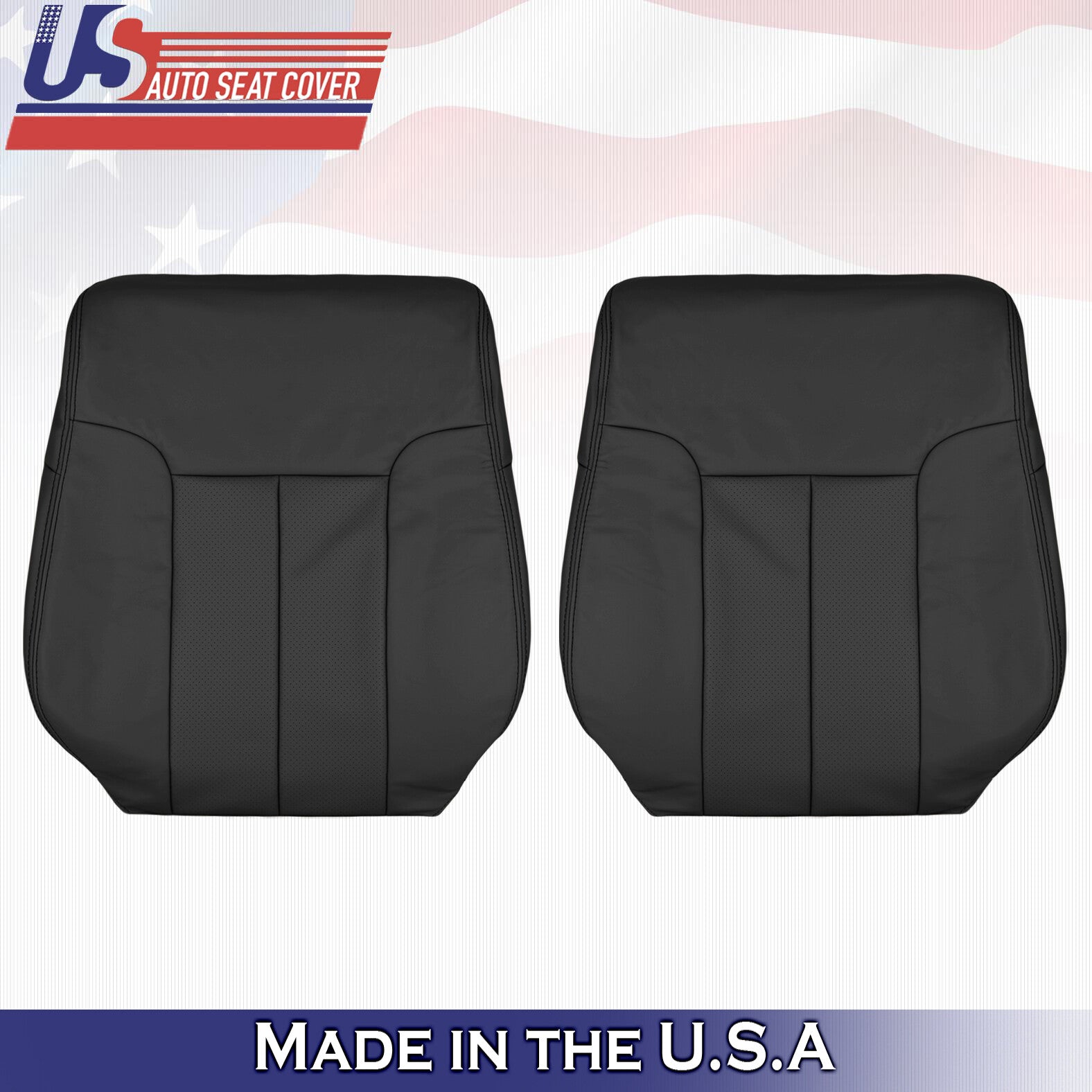 2011 For Ford F150 Driver & Passenger Top Perforated Leather Seat Covers Black