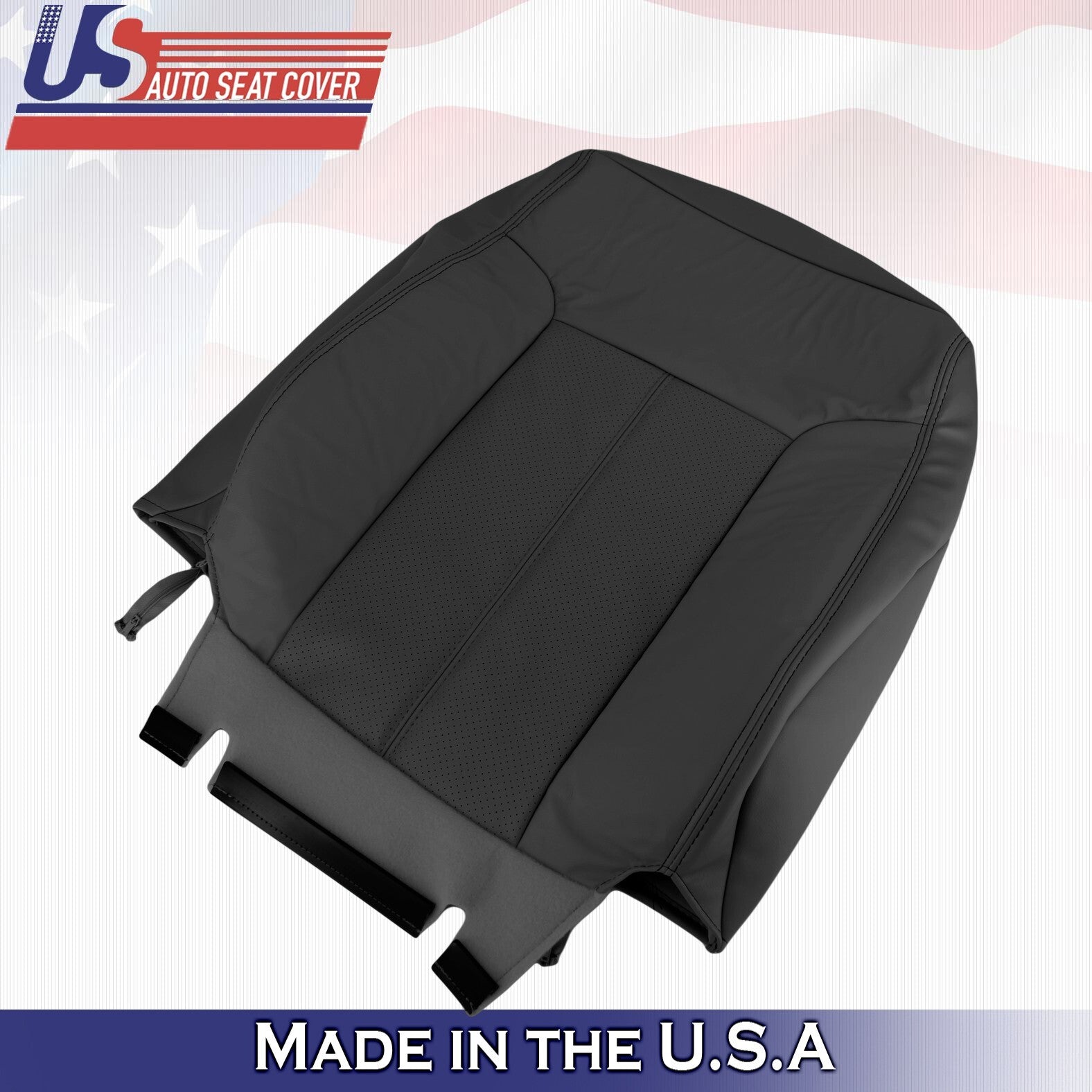 2015 2016 For Ford F450 F550 Lariat Driver Top & Bottom Leather Seat Covers BLK