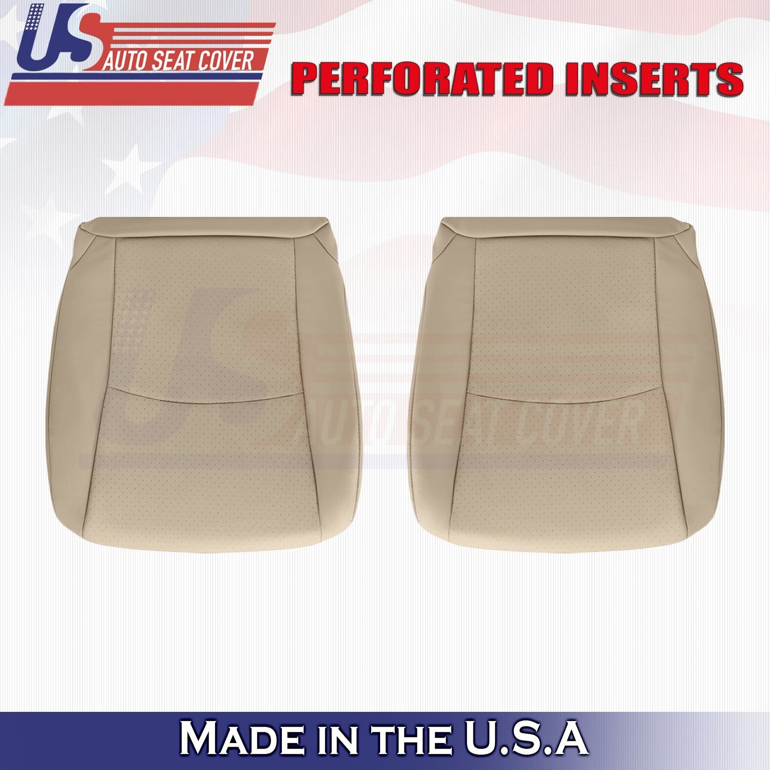 2004 2005 For Toyota Highlander Driver Passenger Bottom Perf Leather Covers Tan