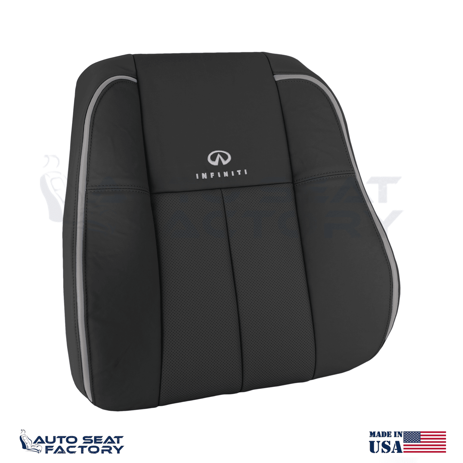 Fits 2006 -2010 Infiniti M45 M35 PASSENGER Top Black Leather Seat Cover, Perf.