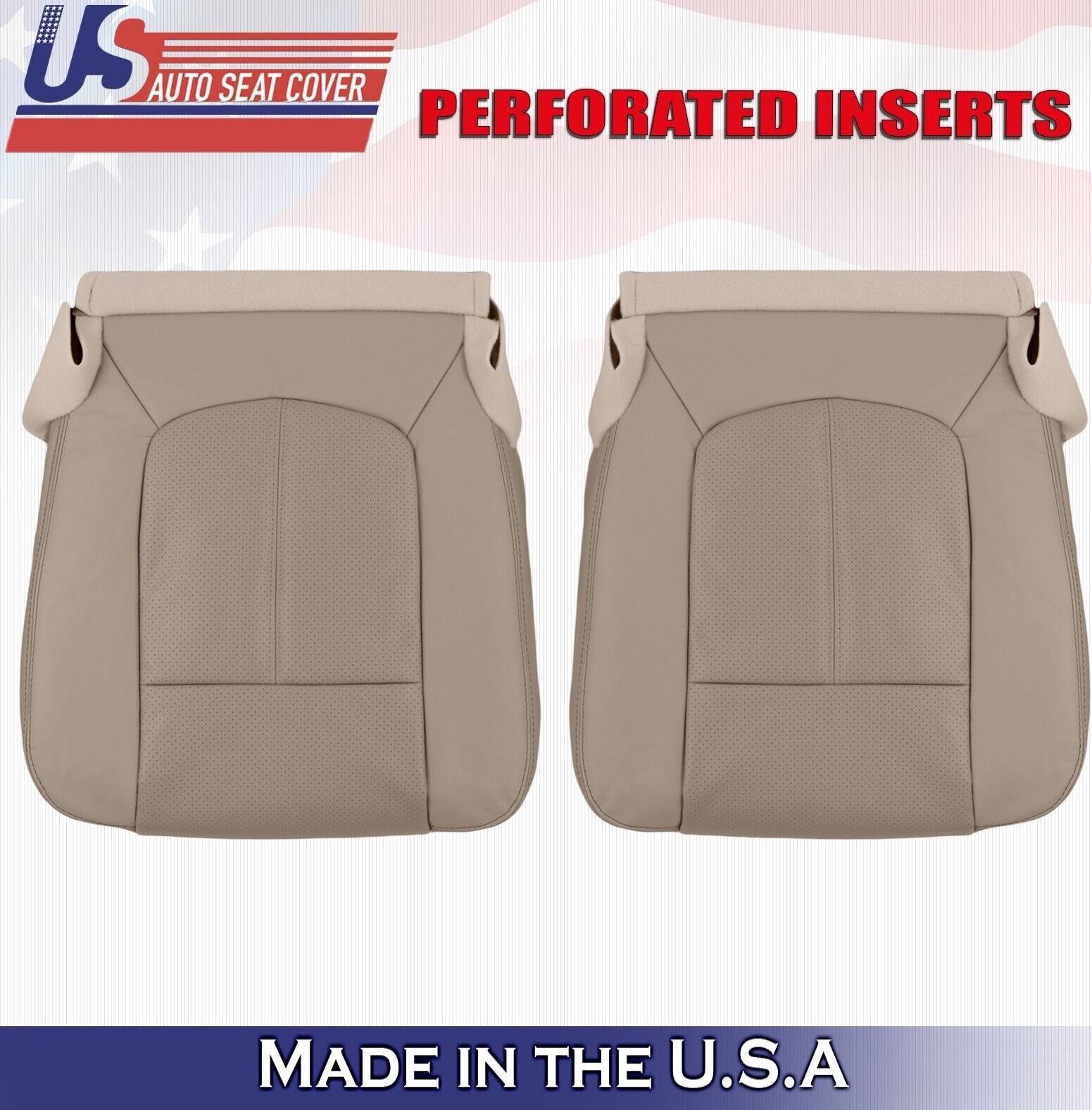 2011 2012 For Ford F250 F350 Lariat Driver & Passenger Bottom Leather Covers Tan