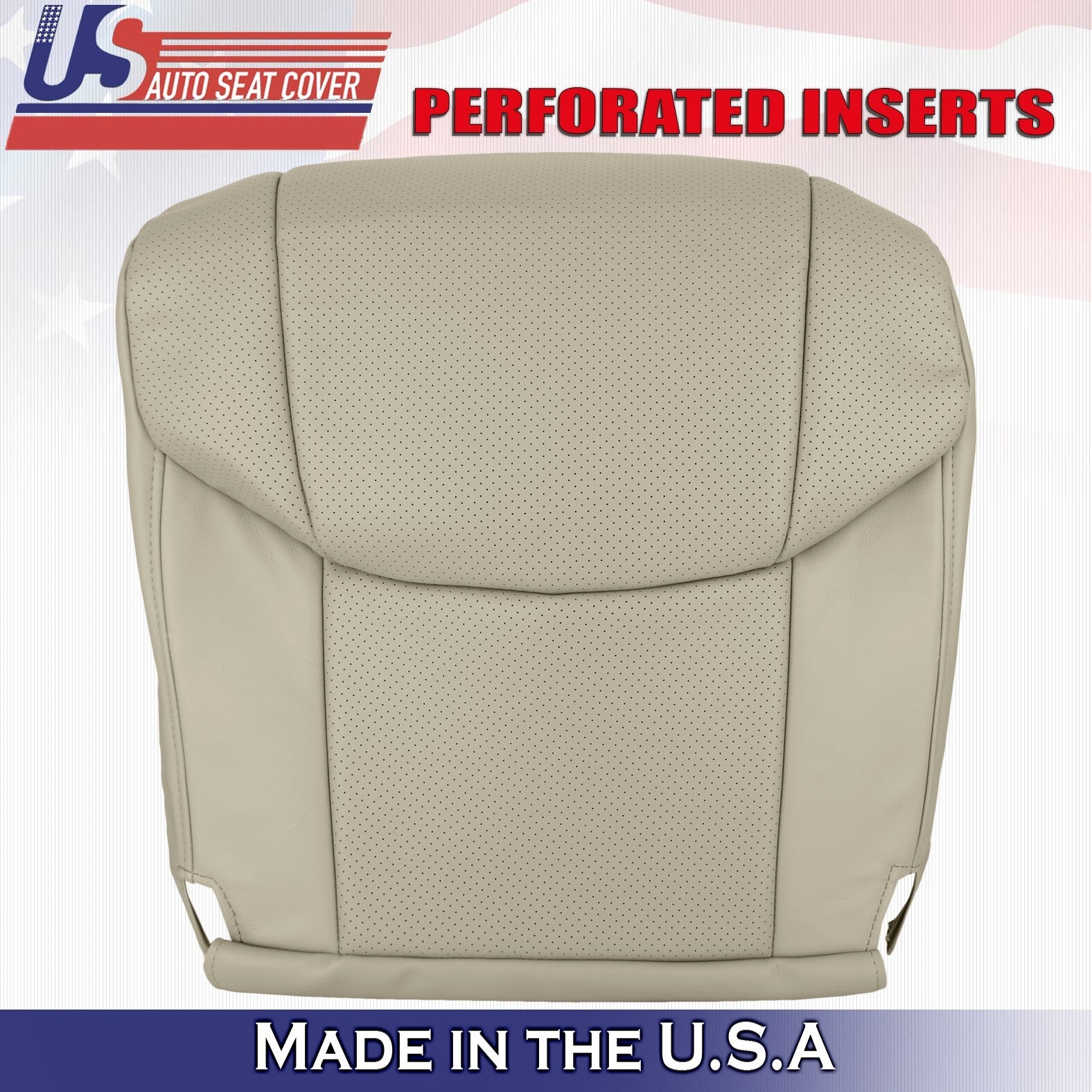 2006 For Toyota Avalon Driver & Passenger 2 Bottom Perforated Leather Covers Tan