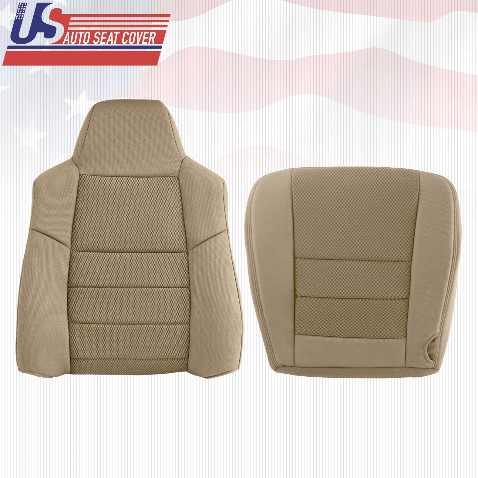 2003 2004 2005 Ford F250 F350 Driver Top & Bottom Cloth Seat Cover Pebble Tan