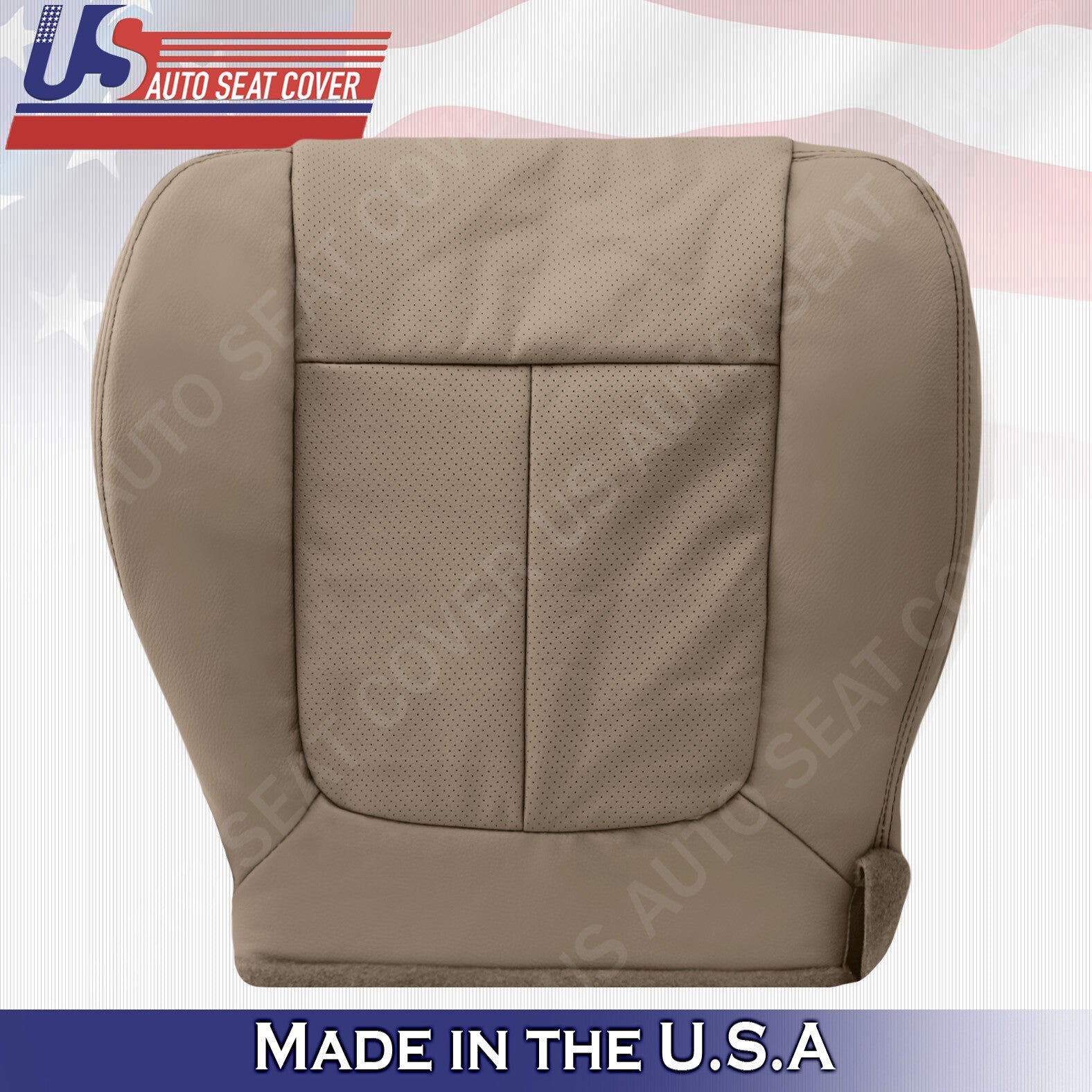 Driver Bottom Perforated Leather Cover Tan 2011 to 2014 Fits Ford F150 Lariat
