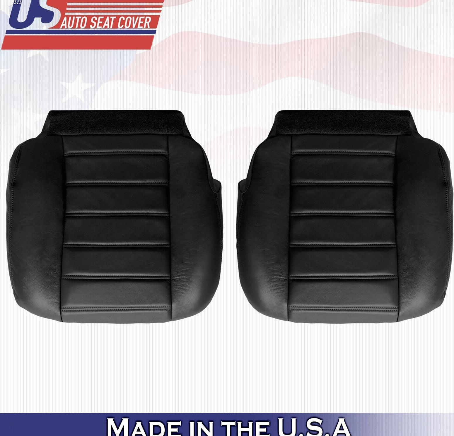 2003 2004 For Hummer H2 Driver & Passenger Side Bottom Leather Seat Covers Black