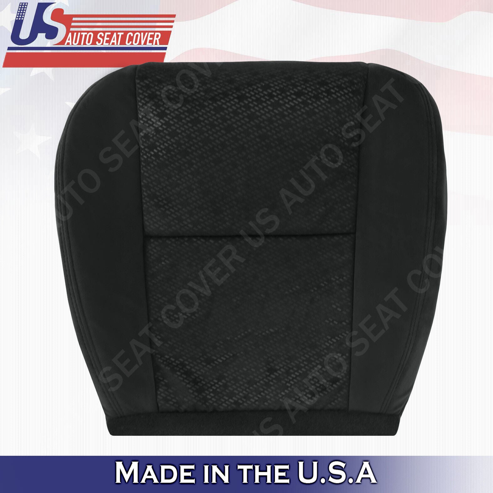 Passenger Top & Bottom For 2007 2008 GMC Sierra 3500 Cloth Seat Cover Black