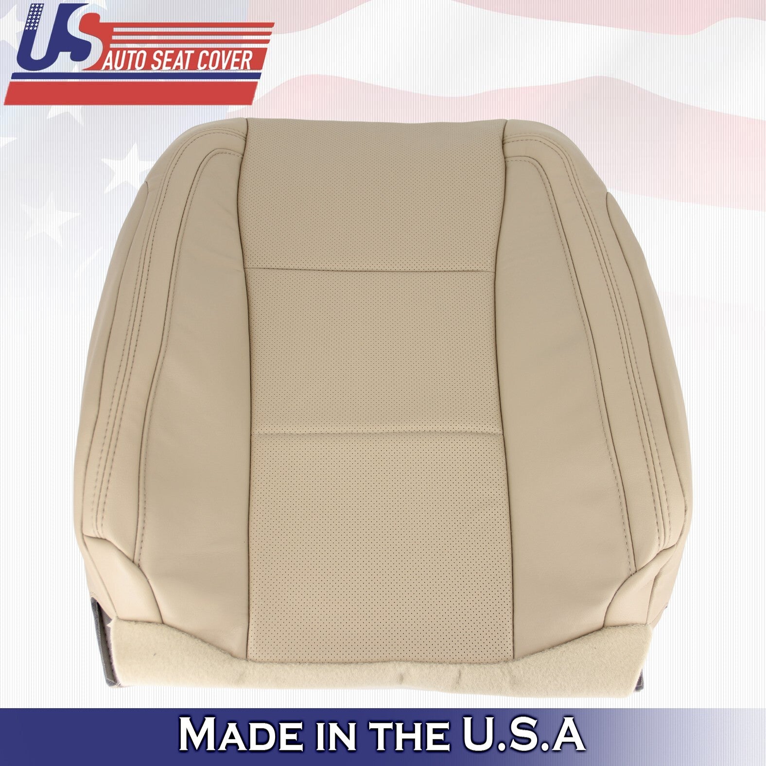 2017 For Ford F150 Lariat Driver & Passenger Top Perf Leather Seat Covers Tan