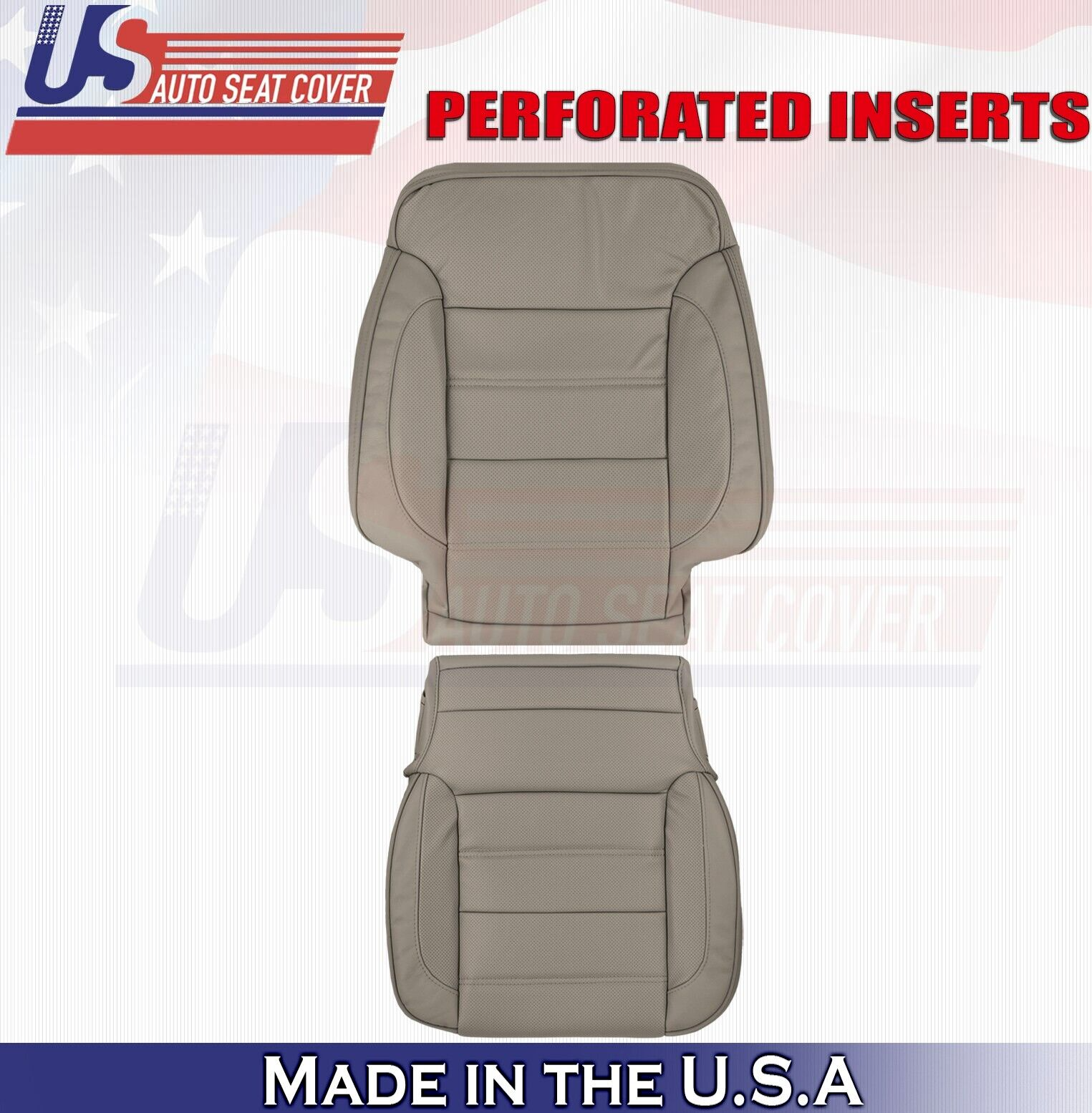 2017 2018 For GMC Yukon Denali Front Driver Top & Bottom Leather Seat Covers Tan