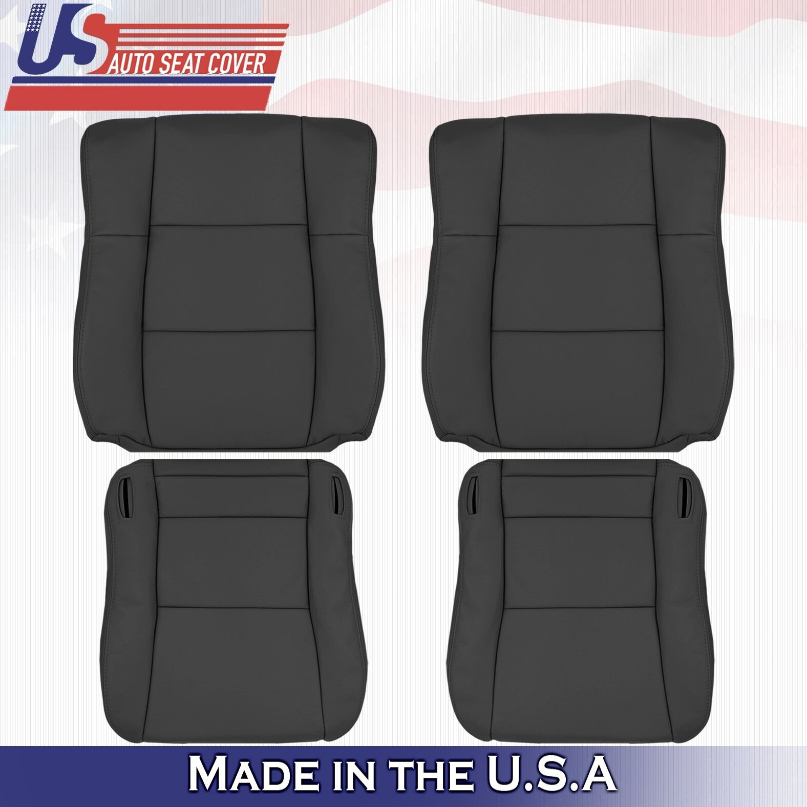 1997 1998 1999 For Lexus ES300 2x Top & 2x Bottom Leather Seat Covers Black