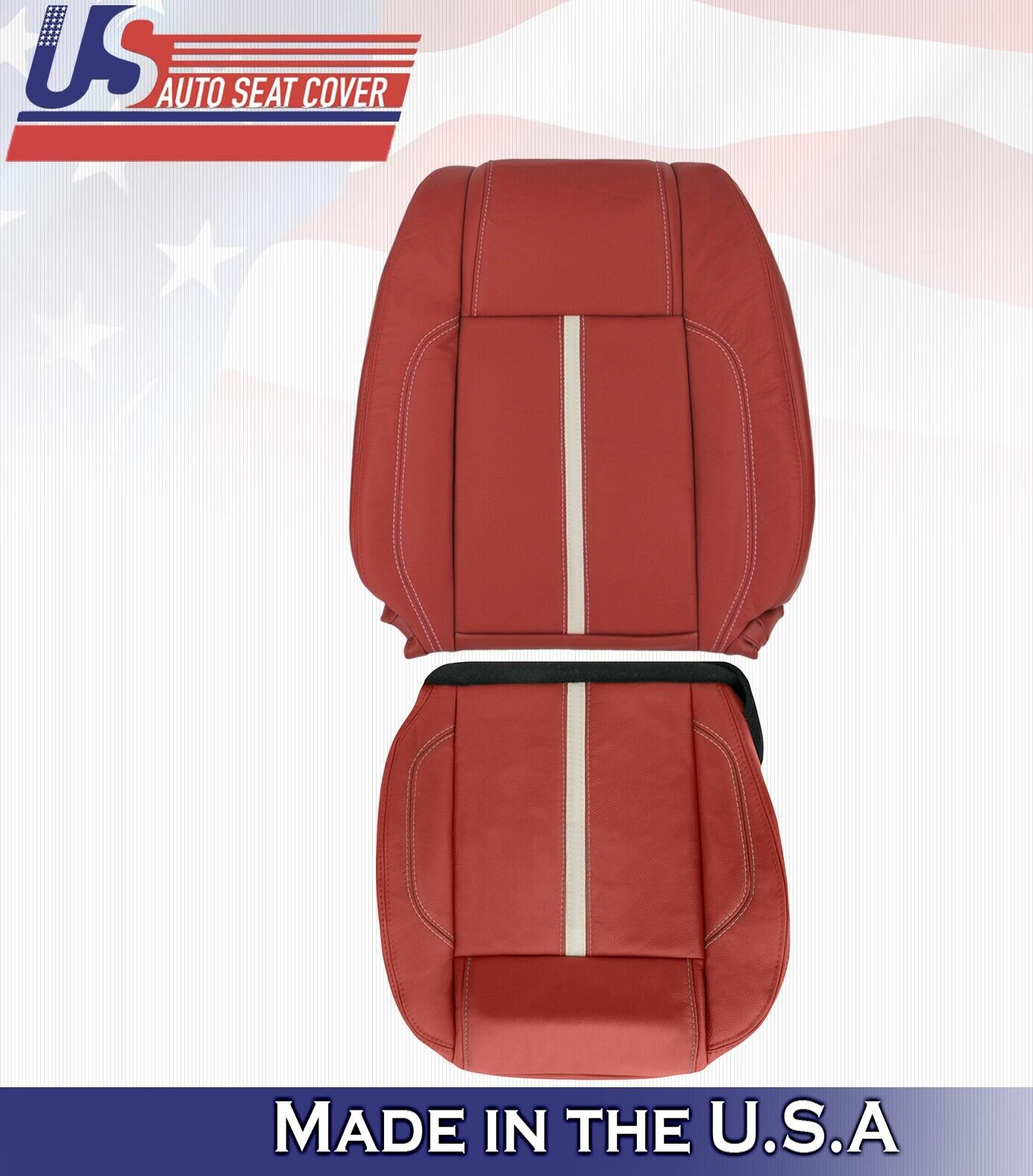 2010 to 2014 Fits Ford Mustang Gt Driver Top & Bottom Leather Seat Covers Red