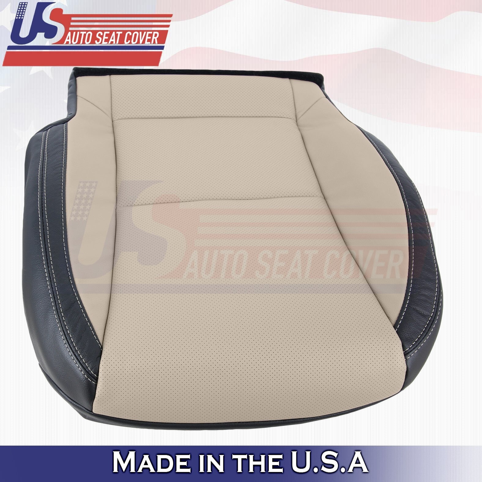 2010 to 2015 For Chevy Camaro Passenger Bottom Leather Cover Beige/Black