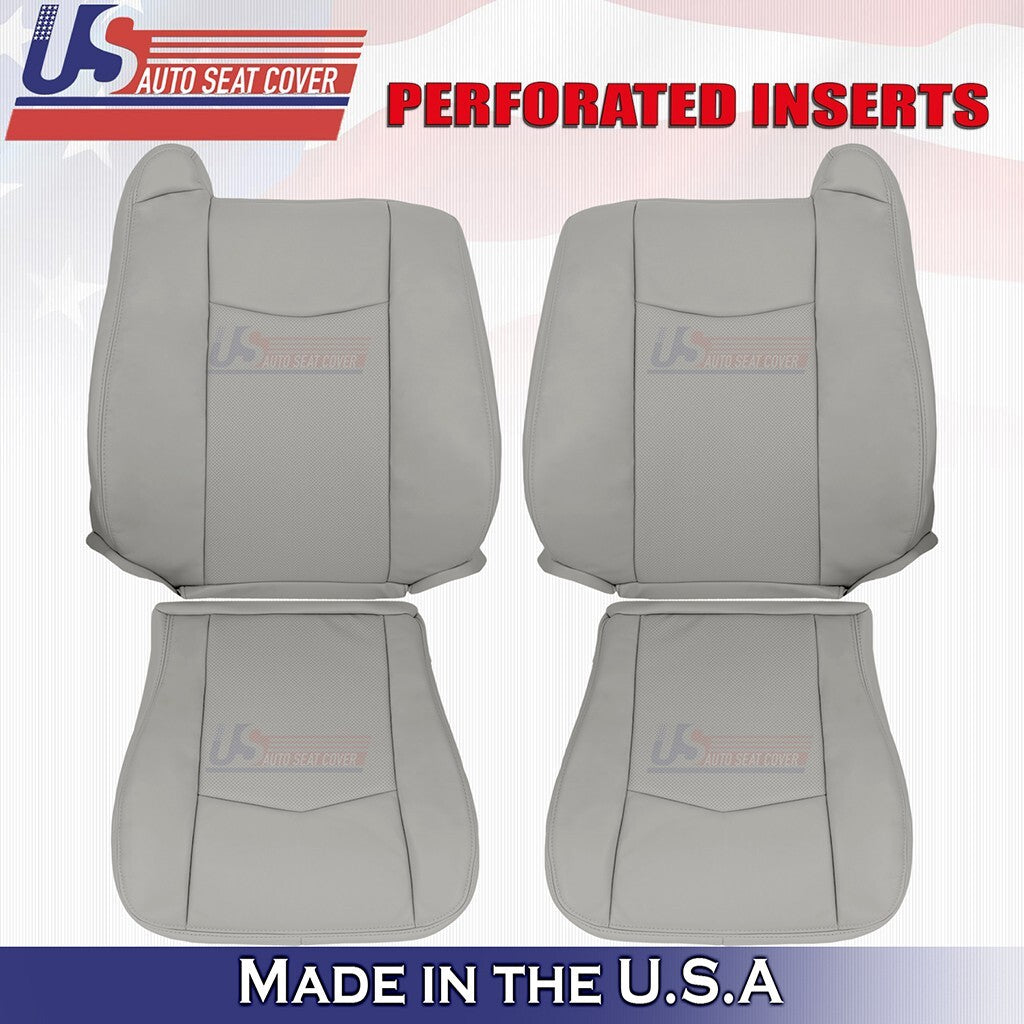 2004 to 2009 Fits Cadillac SRX Front 2x Bottoms & 2x Tops Leather Cover Gray
