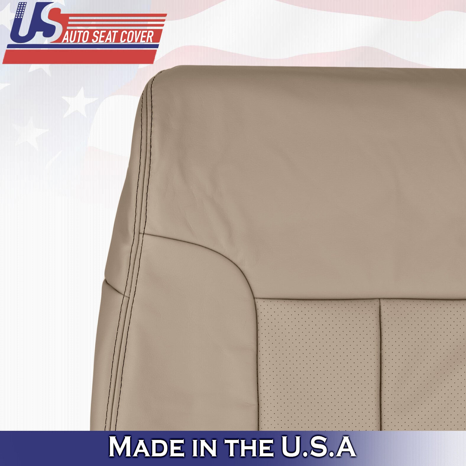 2014 For Ford F150 Passenger Top & Bottom Perforated Leather Seat Covers Tan