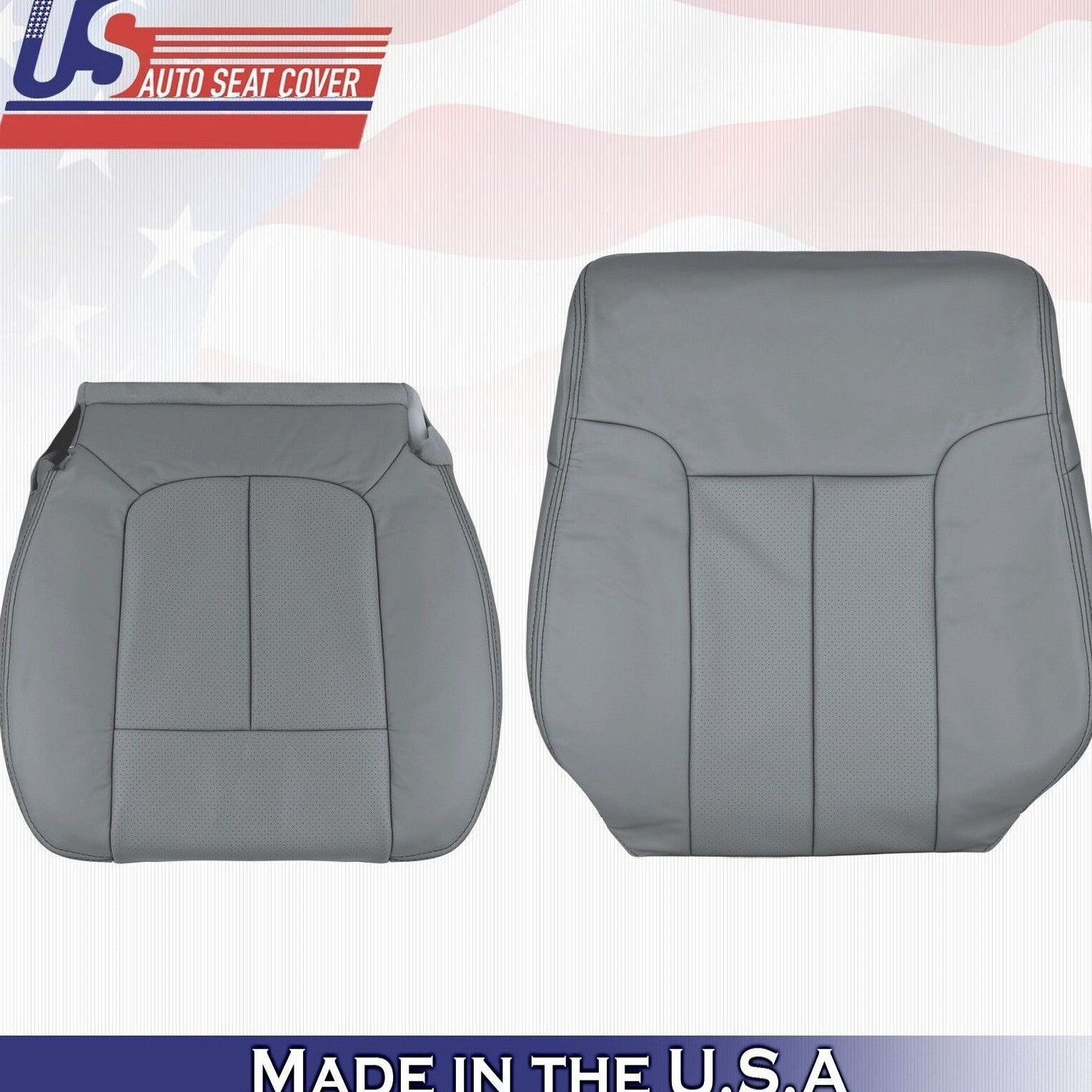 2012 For Ford F150 Passenger Top & Bottom Perforated Leather Seat Covers Gray