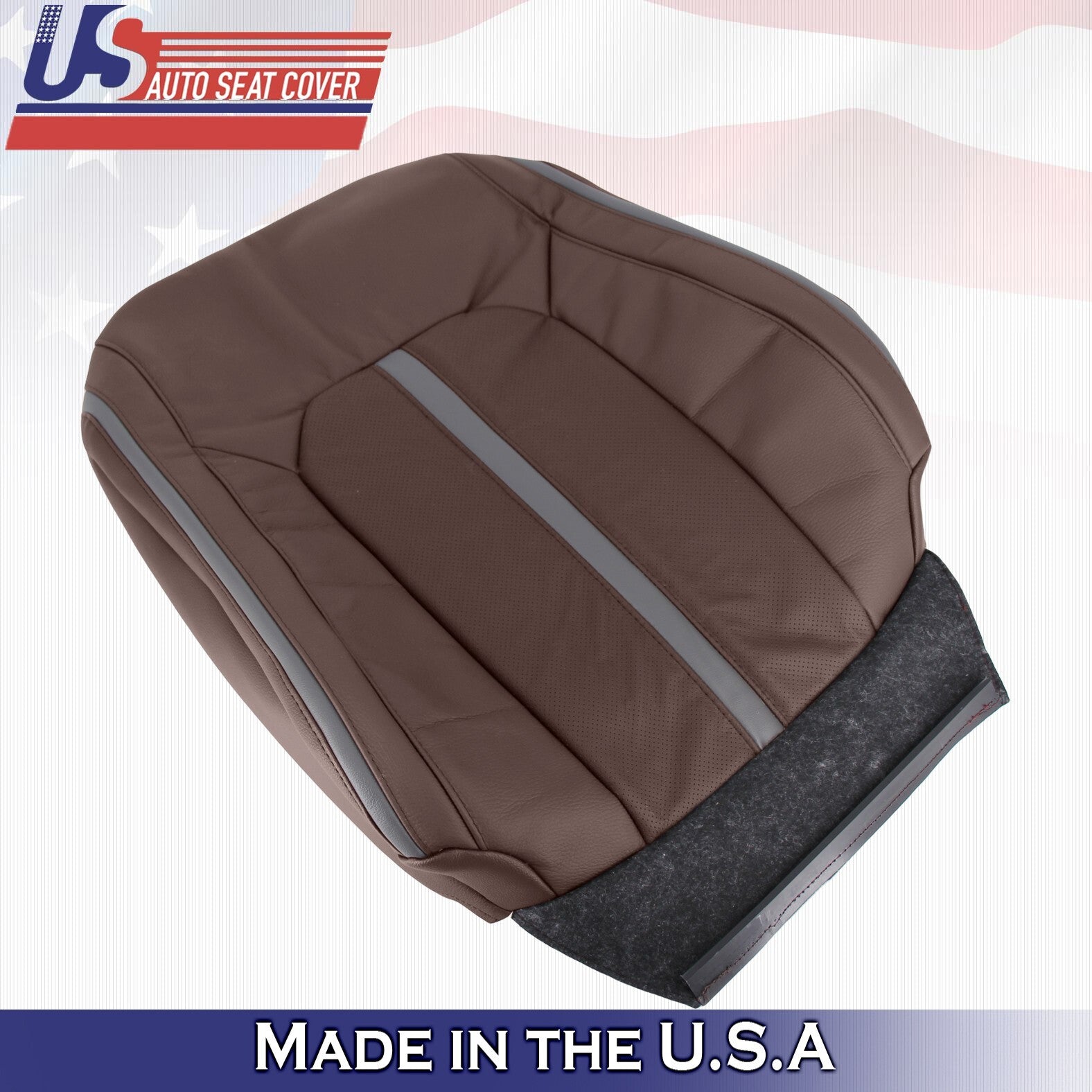 2015 to 2020 Fits Ford F150 Platinum Passenger Top Perf Leather Seat Cover Brown