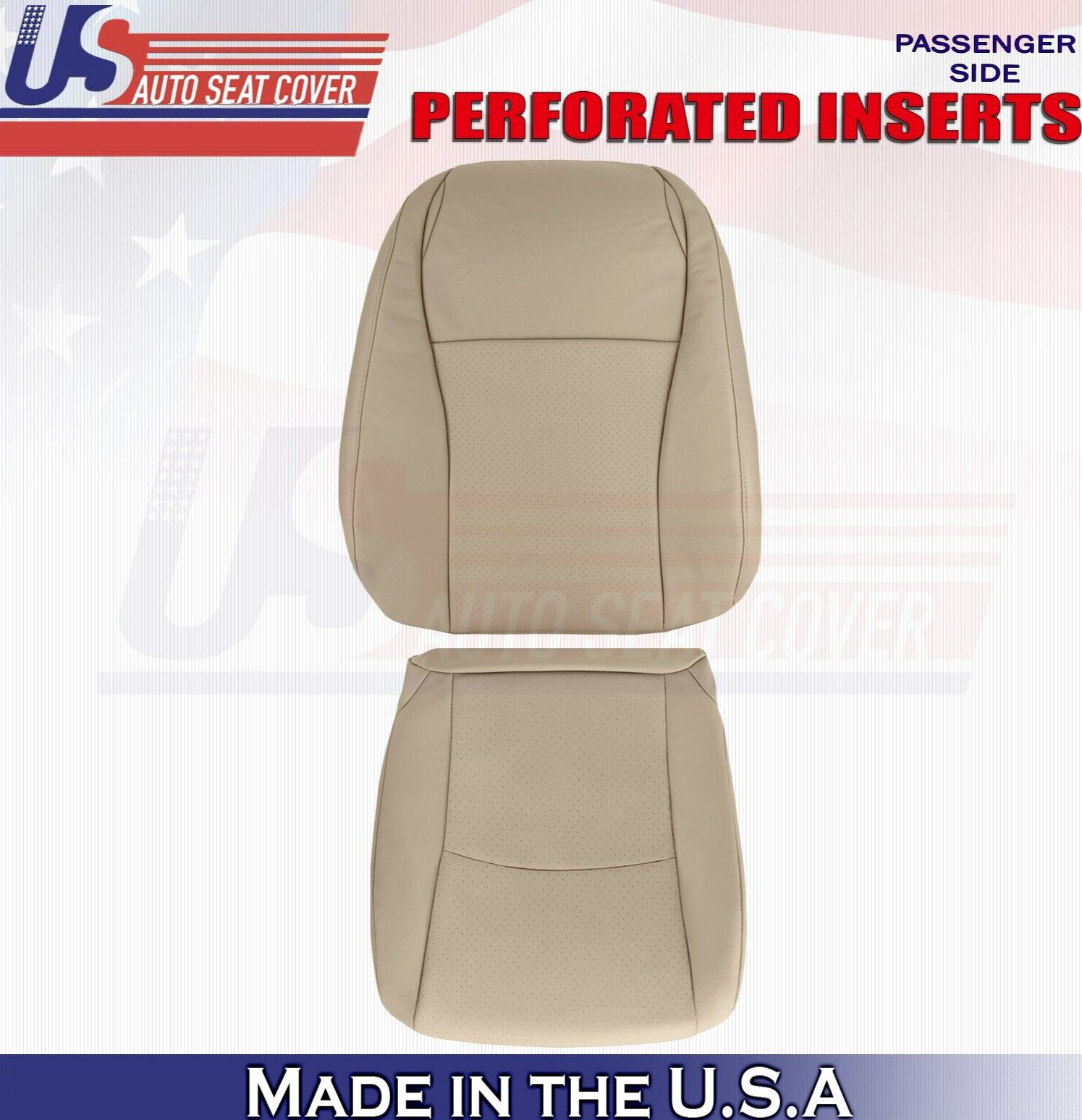 2008 2009 For Toyota Highlander Passenger Top & Bottom Perf Leather Covers Tan