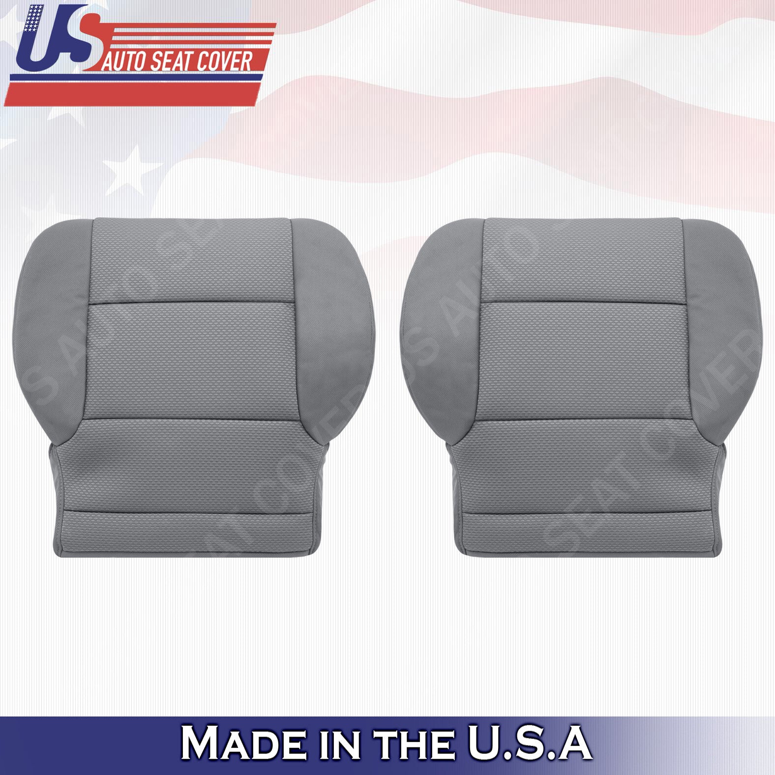 Driver & Passenger Bottom Cloth Seat Cover Gray 2014 to 2019 For Chevy Silverado