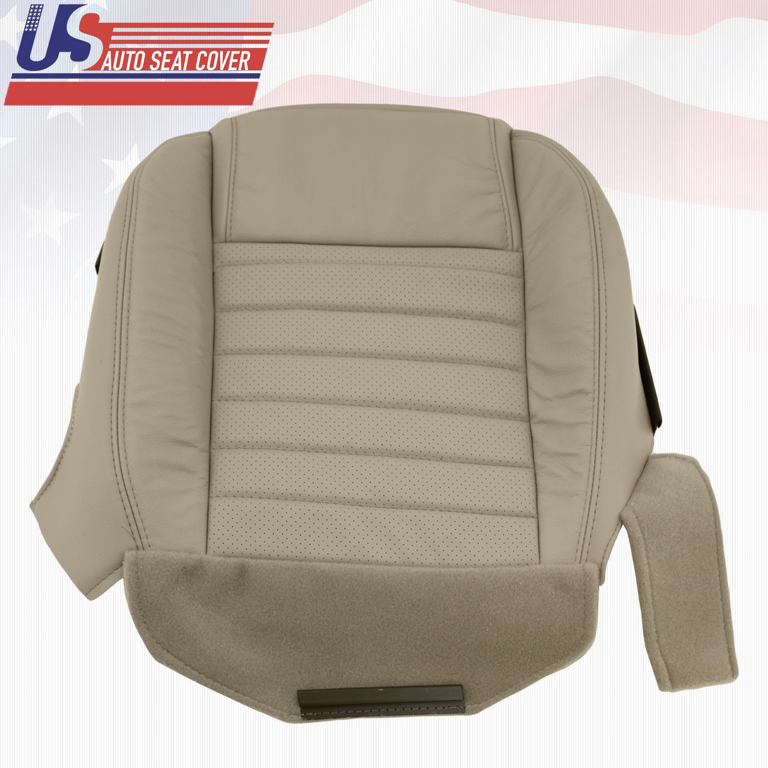 2005 2006 Mustang GT, GT Lux Driver Bottom Leather Seat Cover Med. Parchment Tan