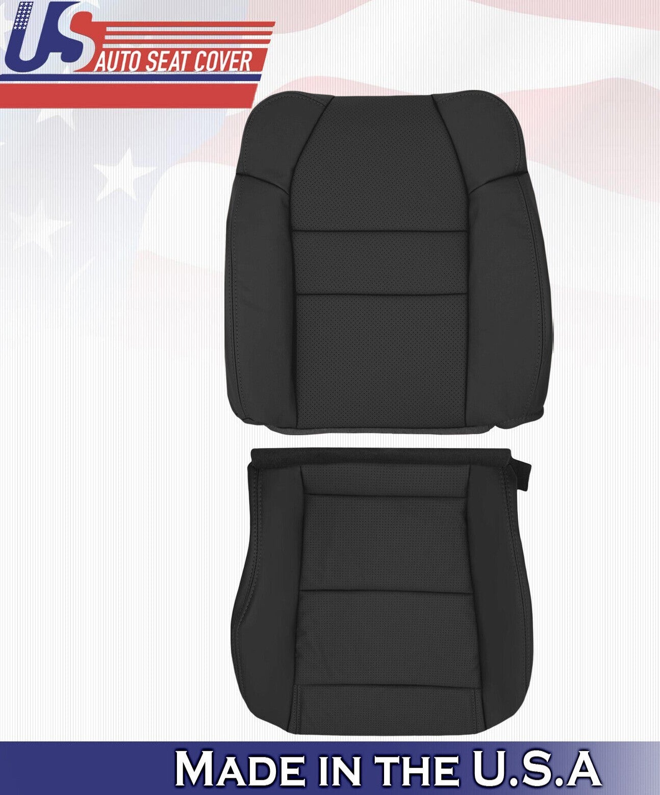 2002 For Acura MDX Driver Side Top & Bottom Synthetic Leather Seat Covers Black
