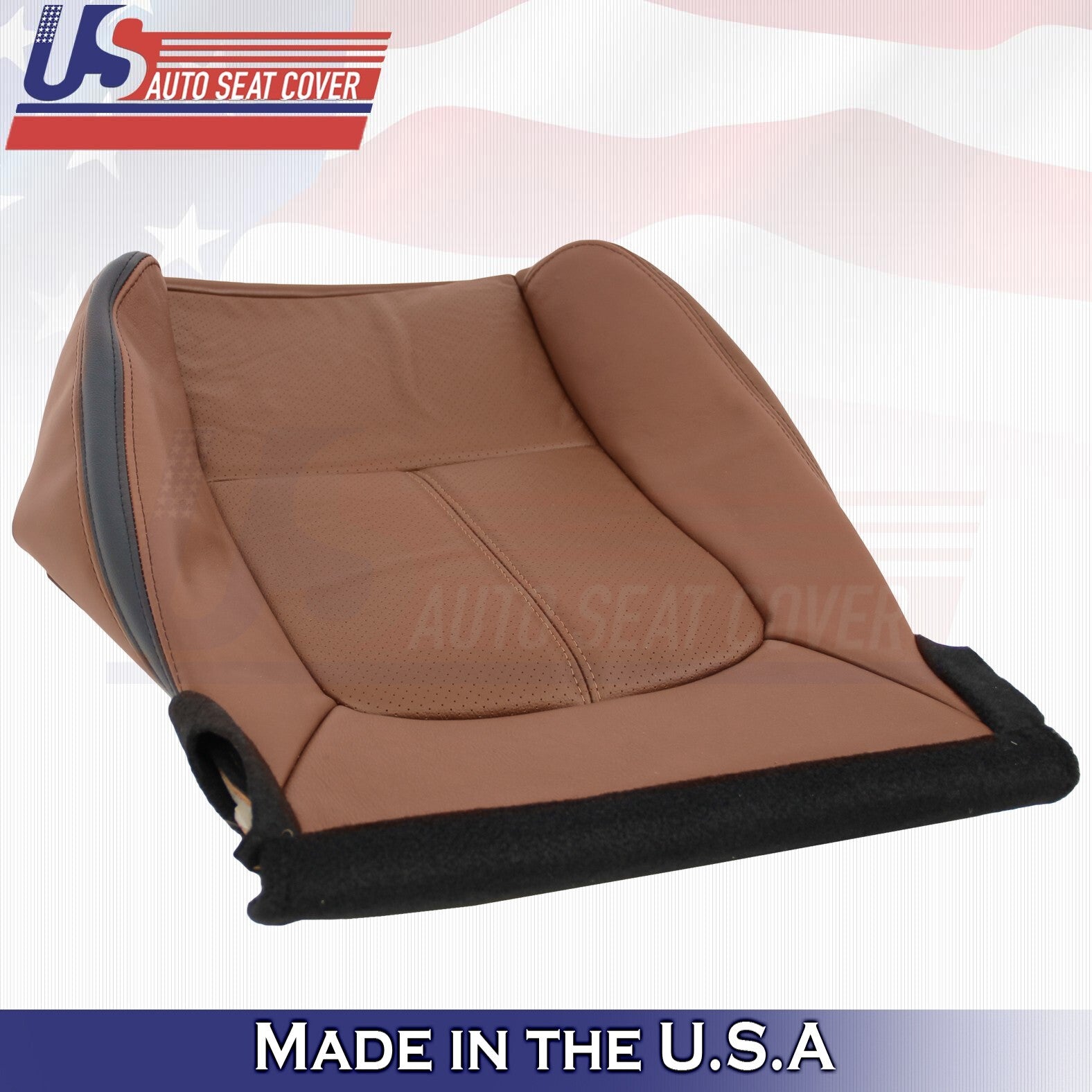 2013 to 2016 For Ford F450 Platinum Passenger Top & Bottom Leather Covers Brown