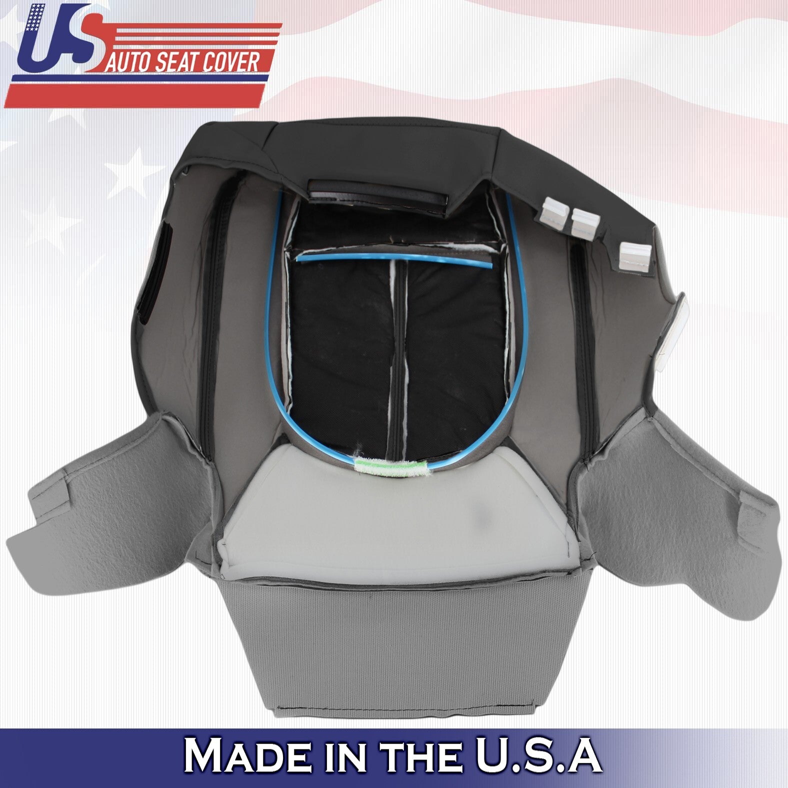 2011 to 2016 For Ford F250 F350 Lariat 2x Top & 2 Bottom Leather Seat Covers BLK